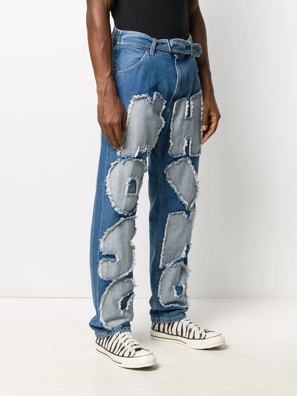 cut-out logo jeans  - 3