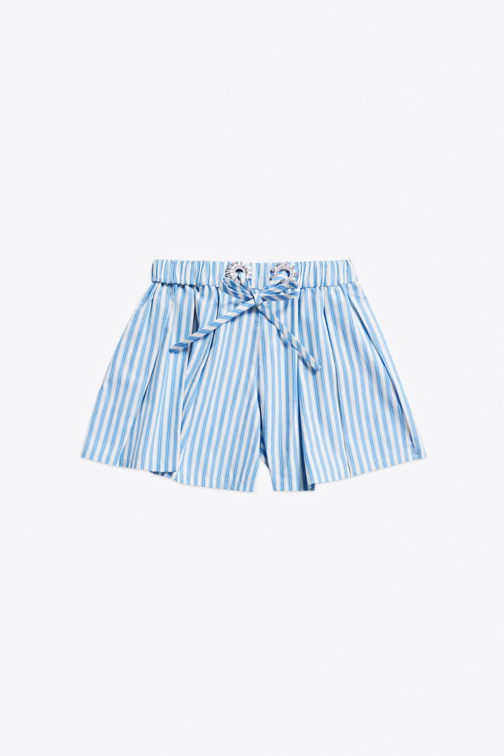 CRYSTAL GROMMET POPLIN PLEATED SHORT - 1
