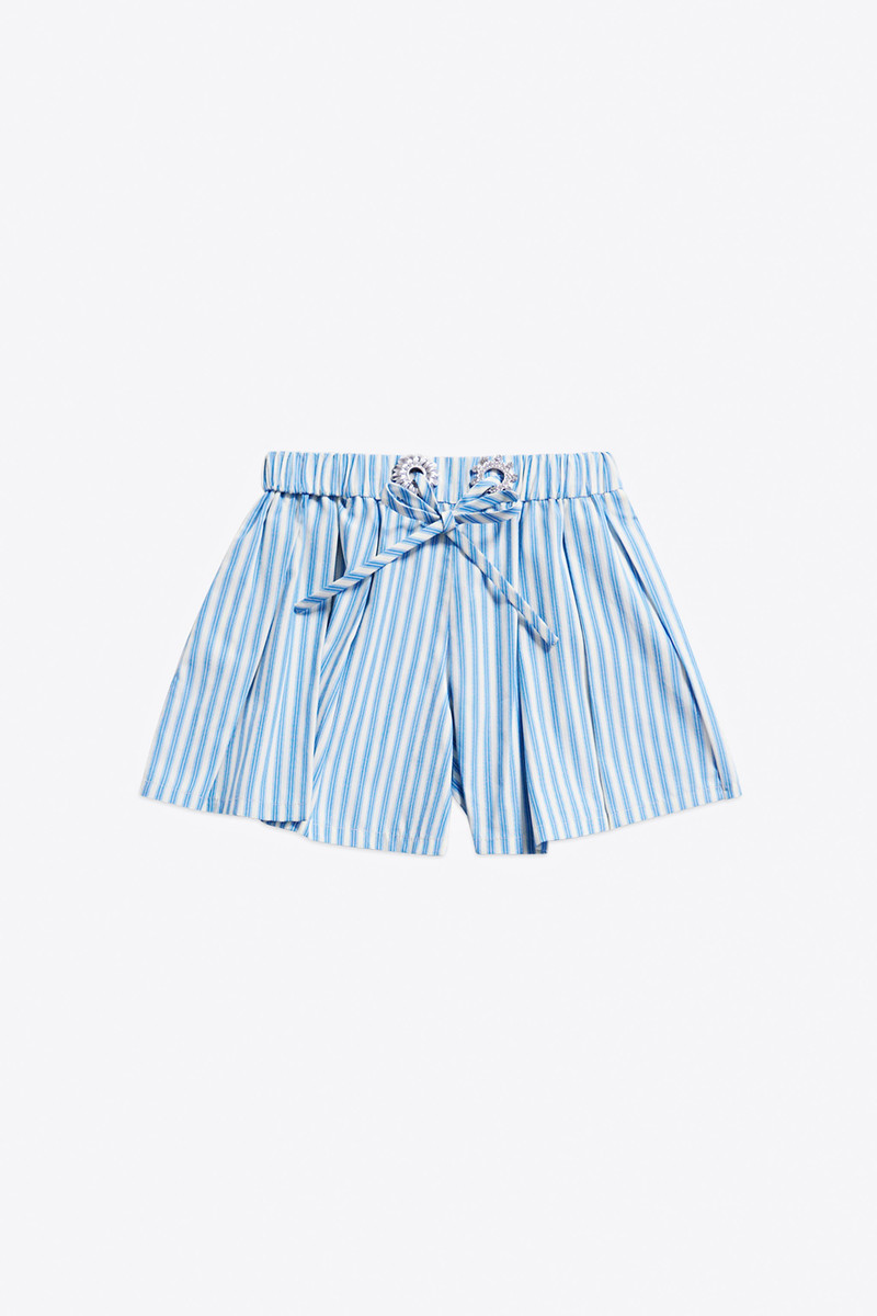 CRYSTAL GROMMET POPLIN PLEATED SHORT 1