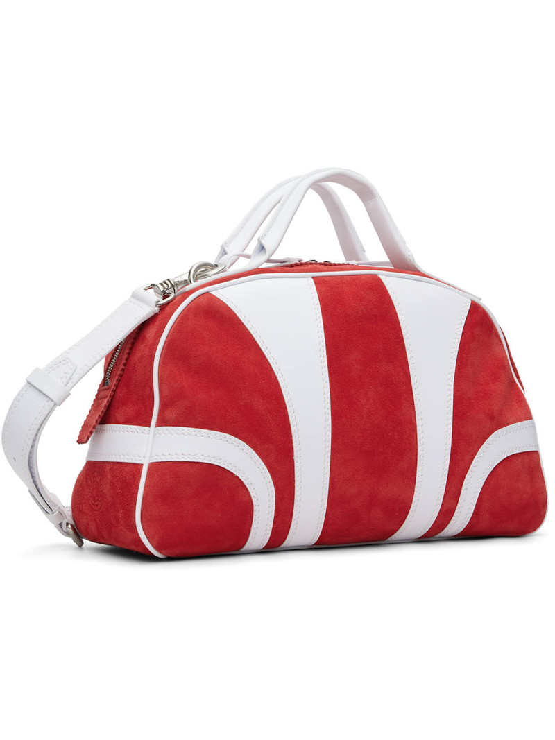Dries Van Noten Red & White Suede Duffle Bag outlook