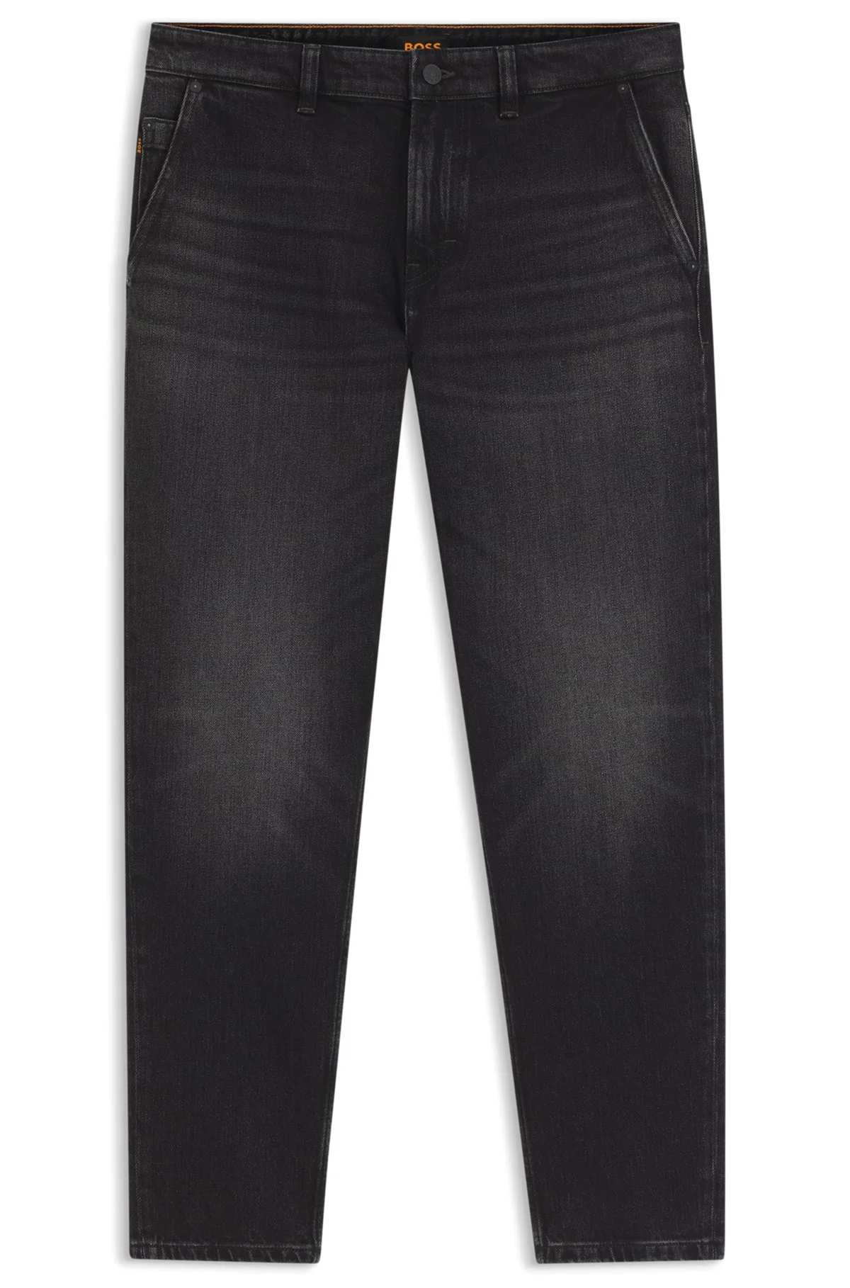 TAPERED-FIT JEANS IN BLACK COMFORT-STRETCH DENIM - 1