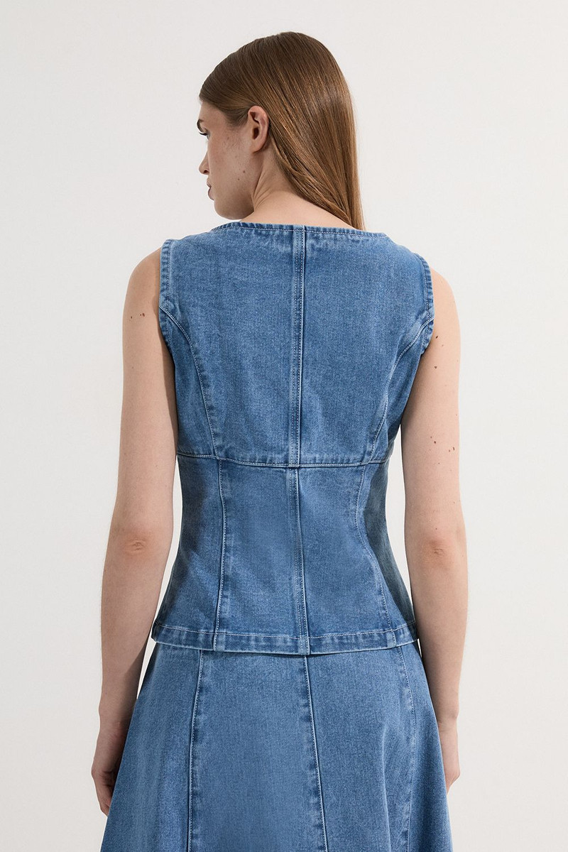 Denim Soft Wash Sleeveless Square Neck Top 5