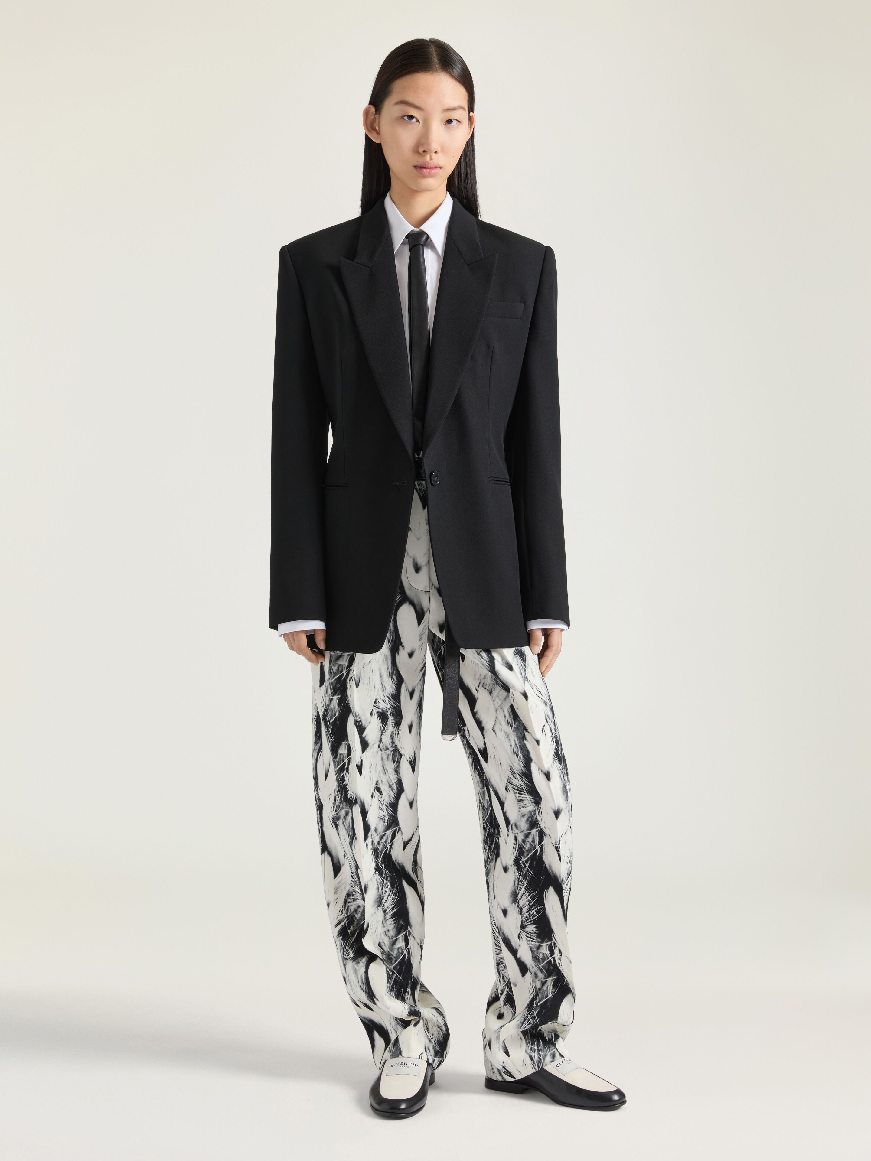 DOUBLE PLEAT PANTS IN WOOL WITH HAIR PRINT - 4