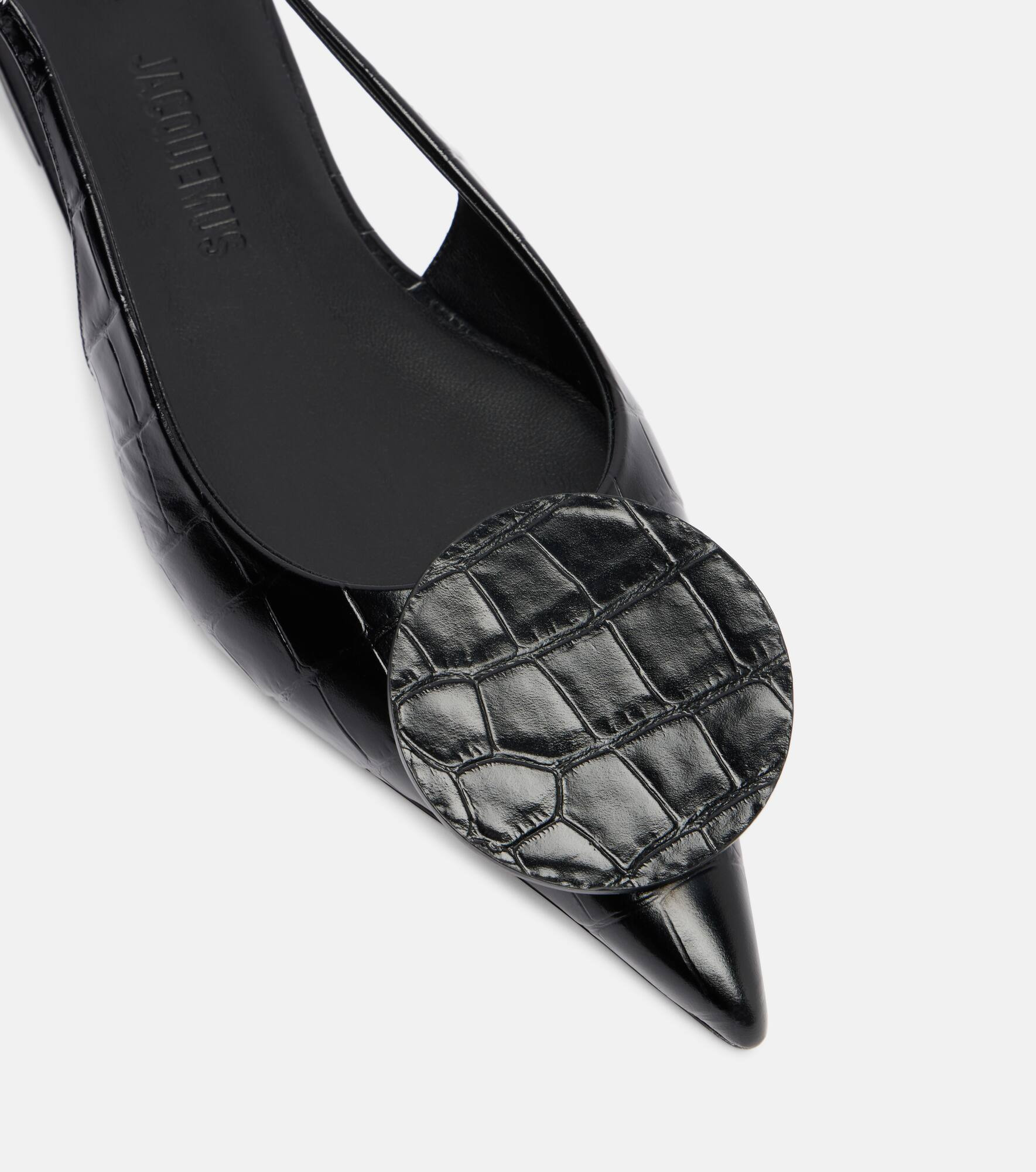 Duelo croc-effect leather slingback flats - 5