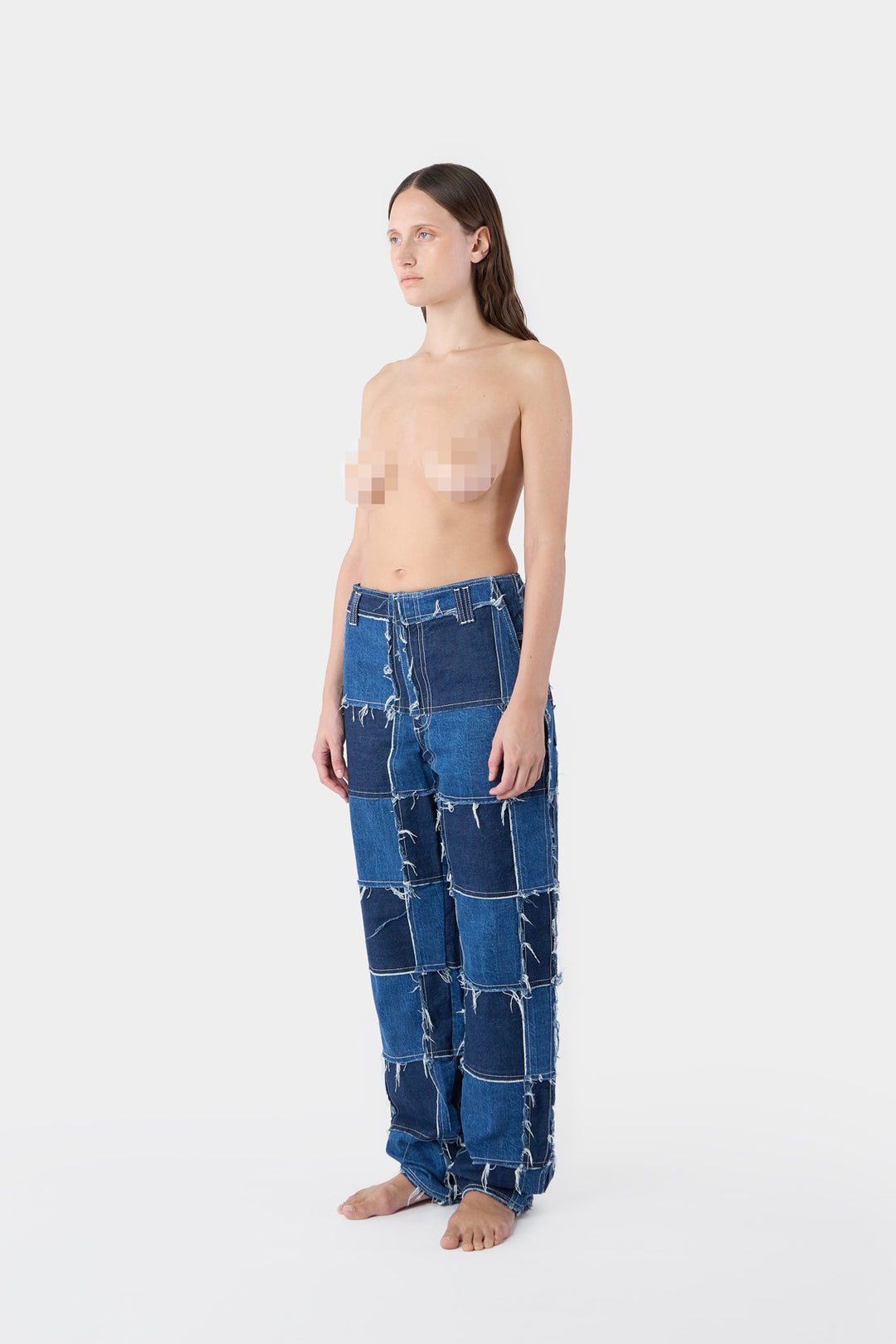 PATCHWORK STRAIGHT PANTS / denim - 2