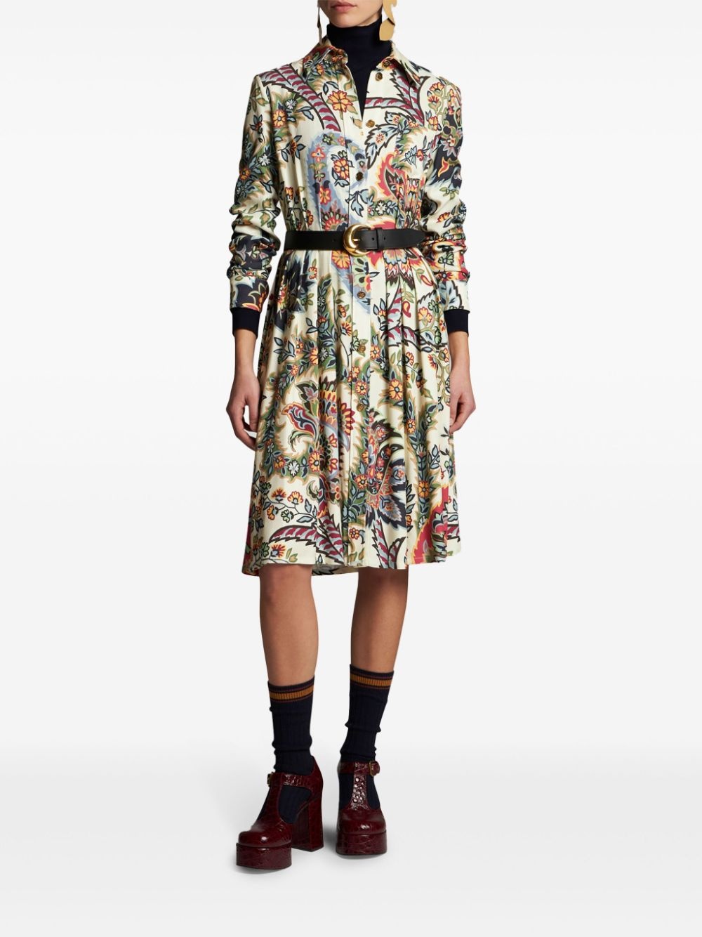 paisley print shirt dress - 2