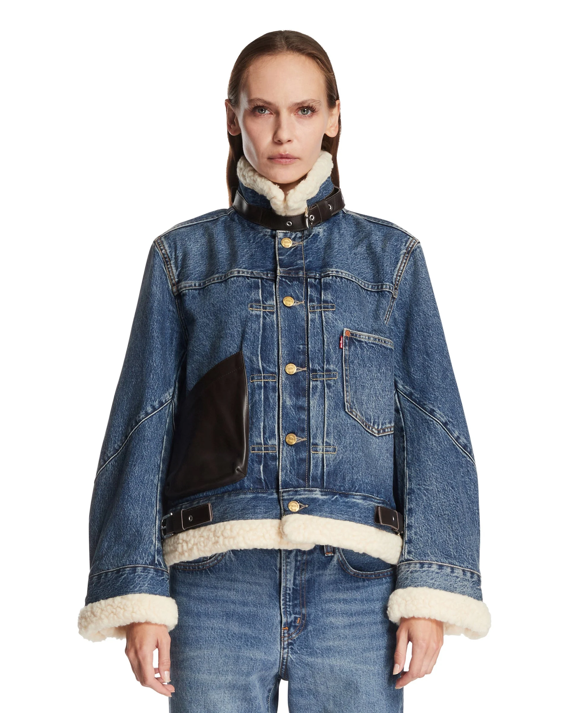 Levi's x Sacai Blue Denim Sherpa Jacket - 1