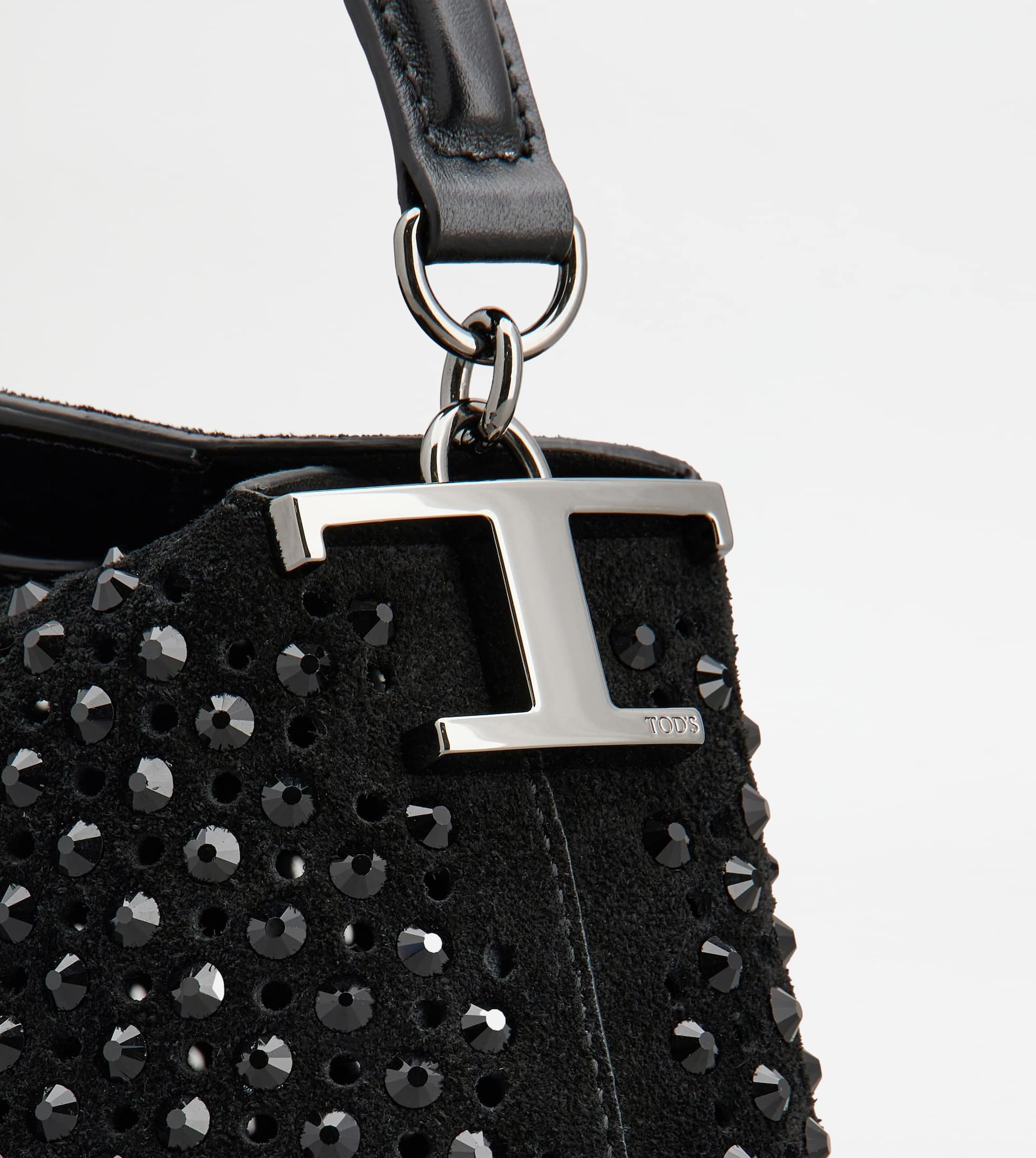 TOD'S T CASE TOTE MESSENGER BAG IN SUEDE MICRO - BLACK - 5