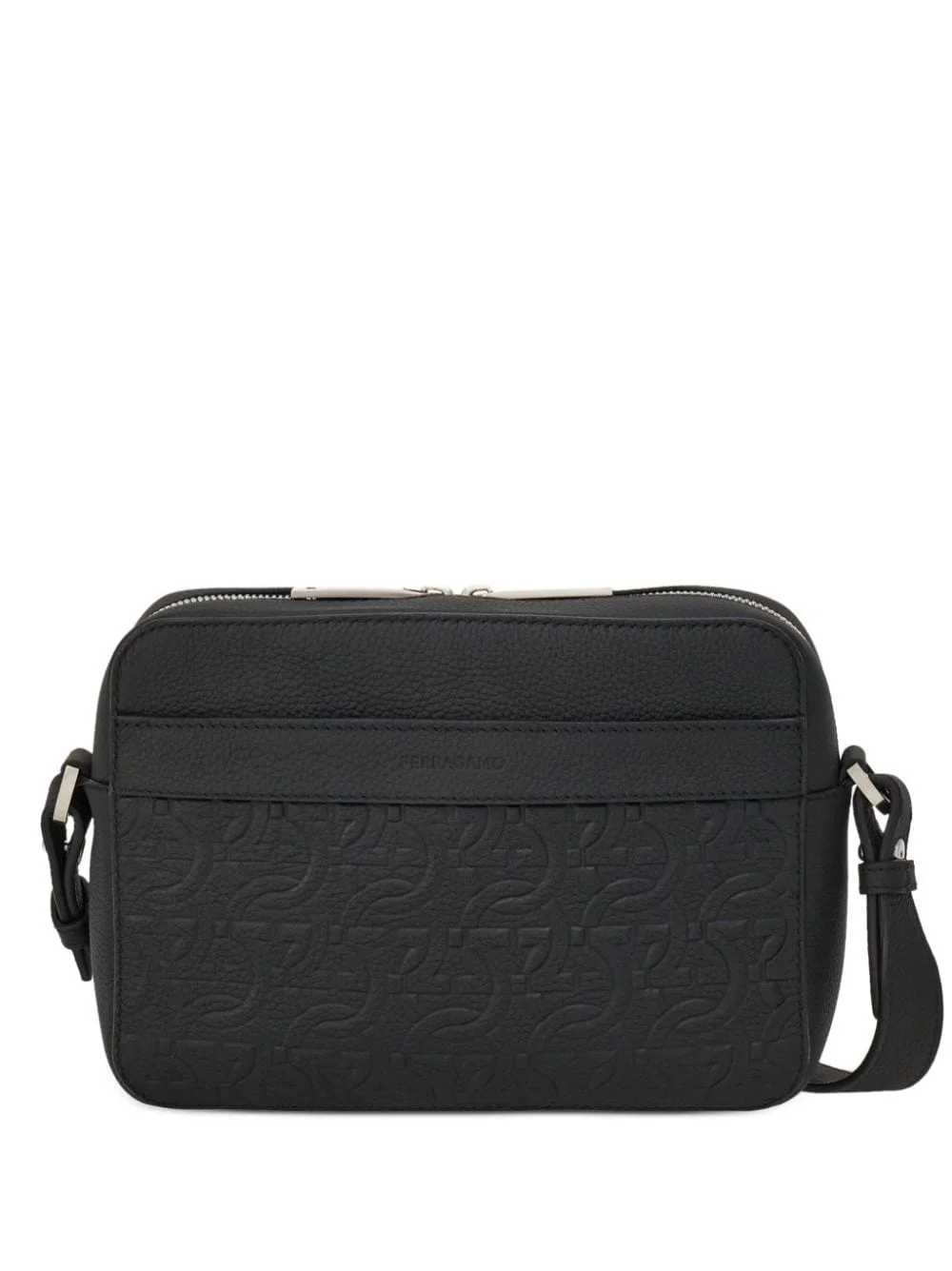 logo-embossed leather shoulder bag - 1