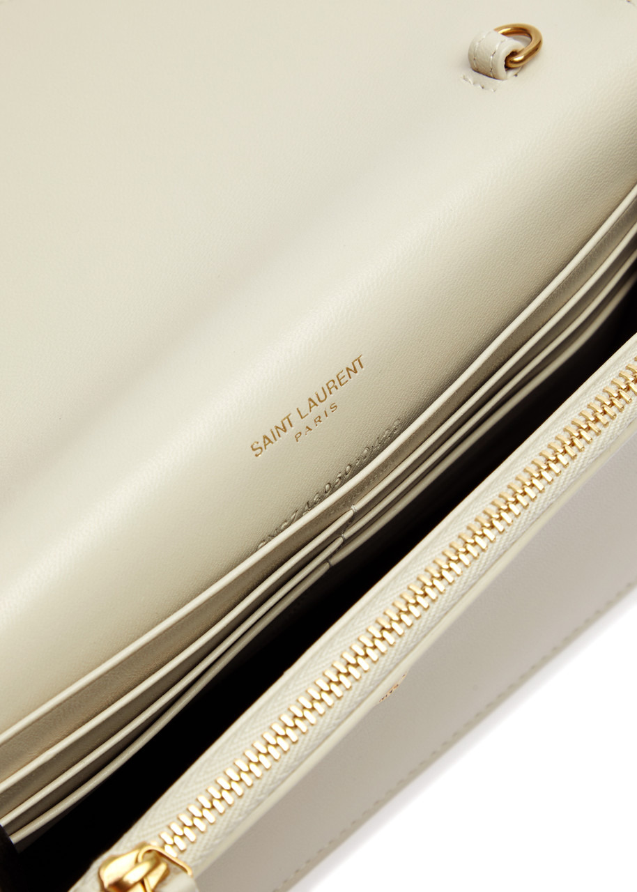 Saint Laurent Envelope Leather Wallet on Chain, Leather Wallet, White - 4