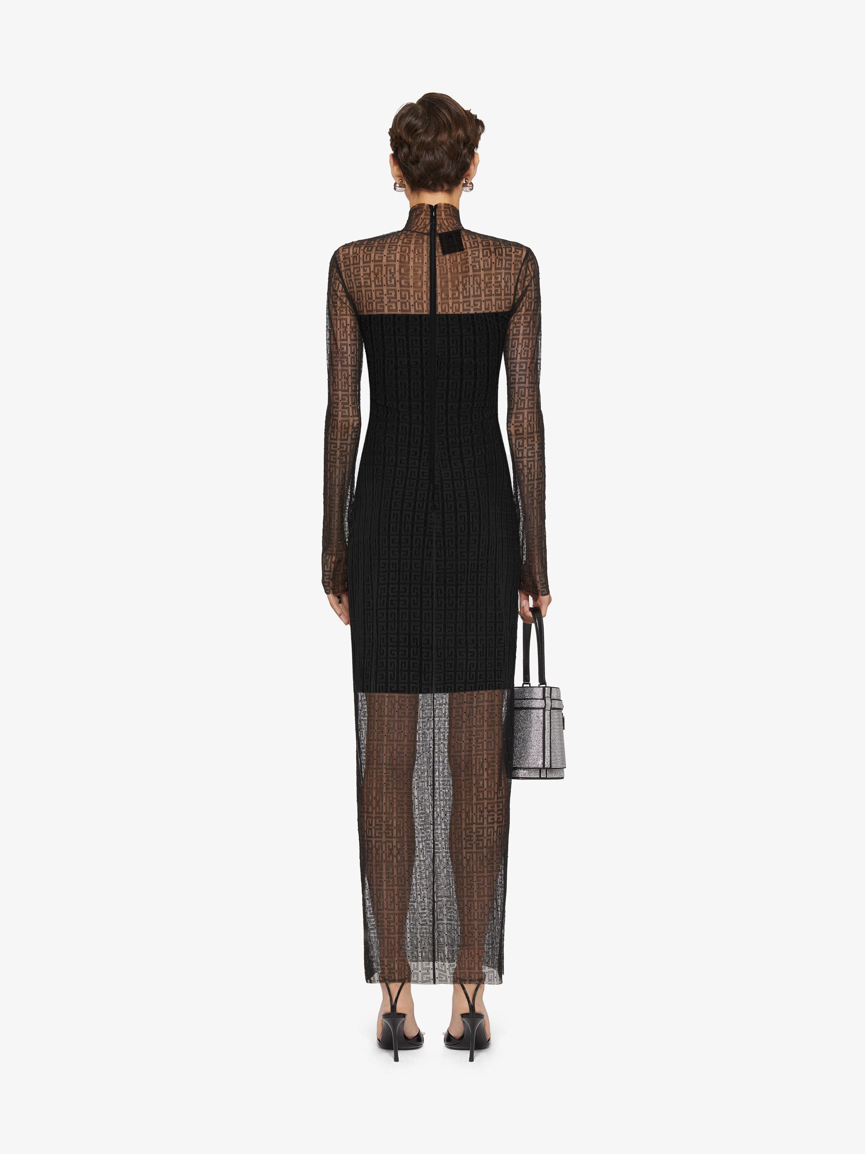 DRESS IN 4G LACE WITH RHINESTONES - 4