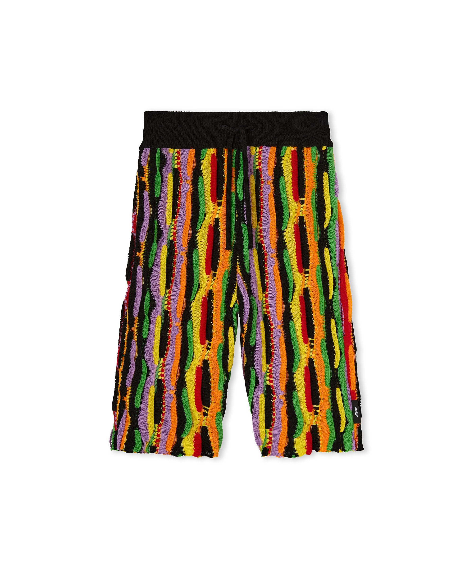 Knit cotton Bermuda shorts with multicolor ruffles - 1