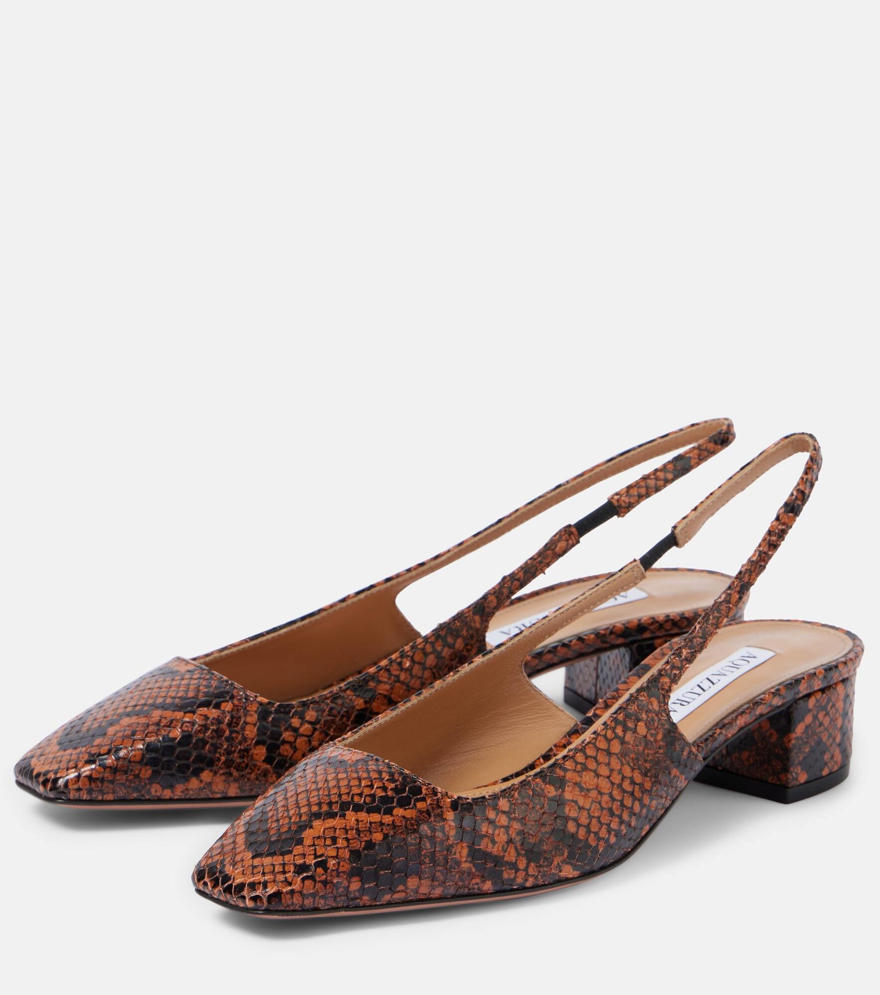 Ginza 35 snake-effect leather slingback pumps - 5