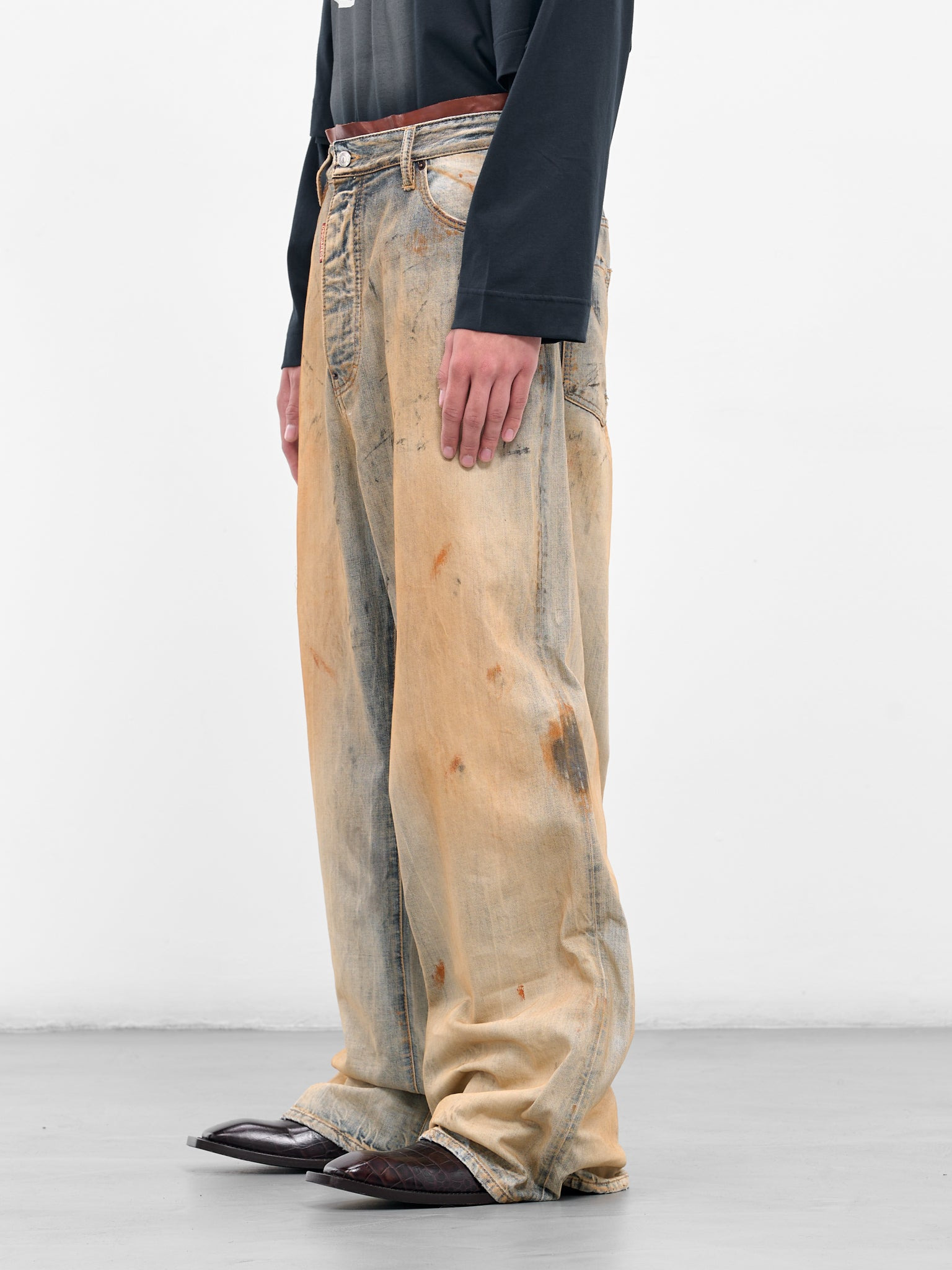 Distressed Dirty Baggy Denim Jeans - 2