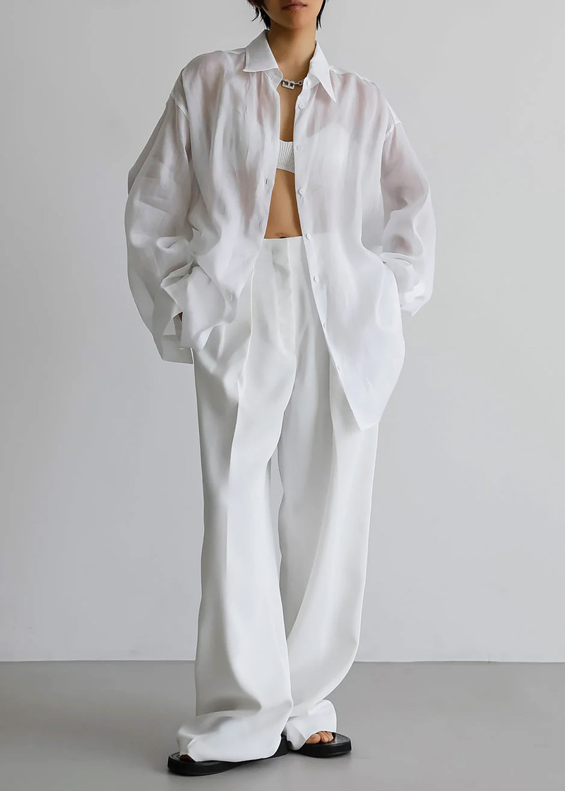 Marlow Oversized Linen Shirt - White 8