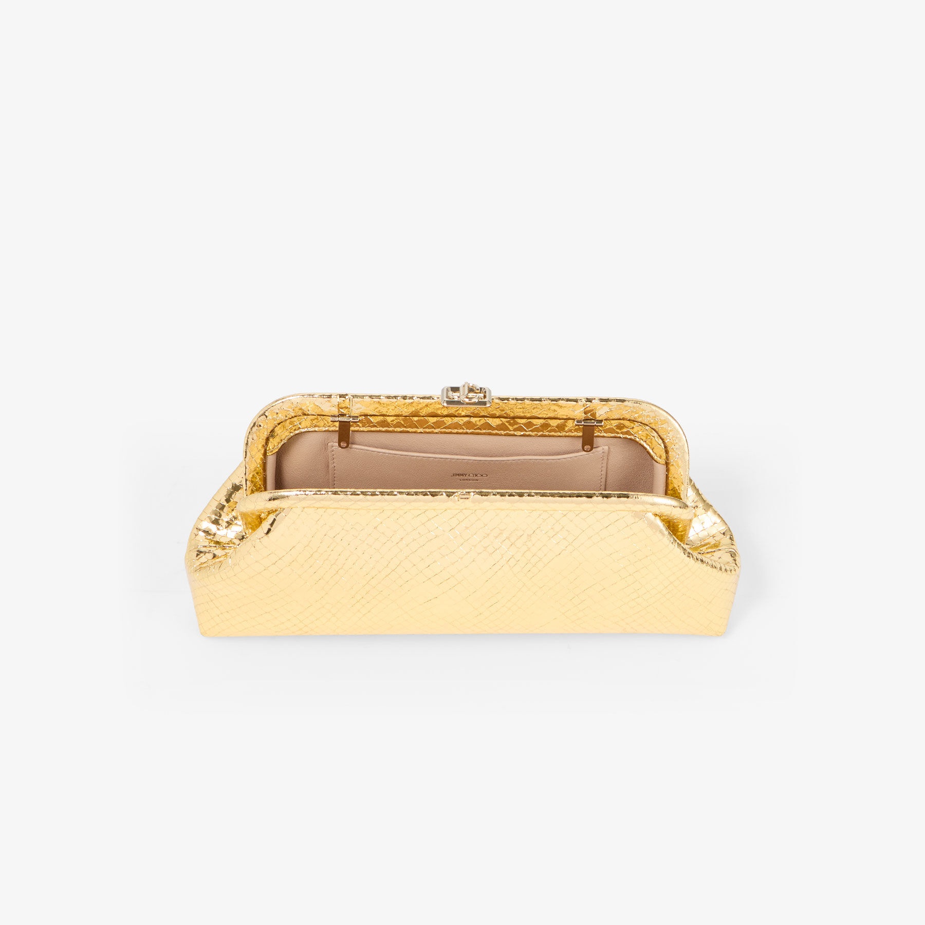 Skylar
Gold Candy Wrap Leather Clutch with Square JC Clasp - 5