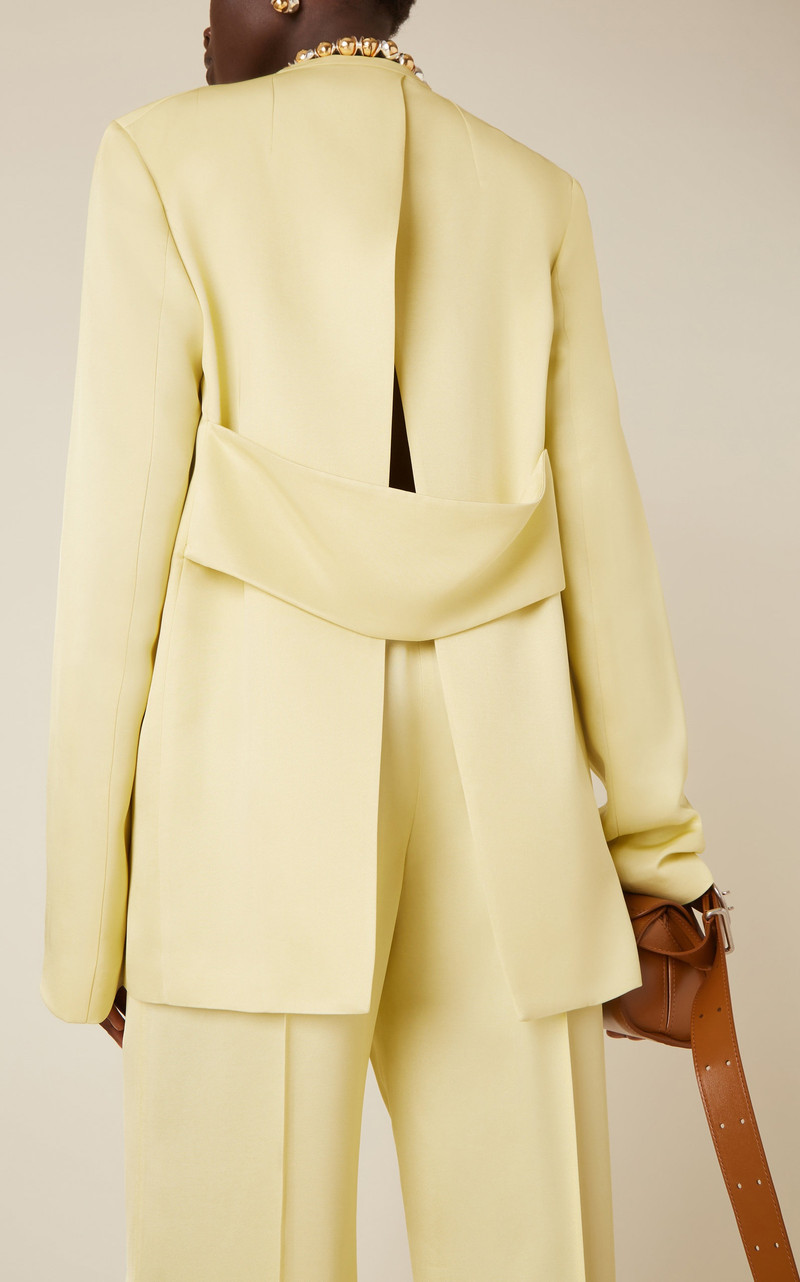 Single-Breasted Collarless Jacket green 3
