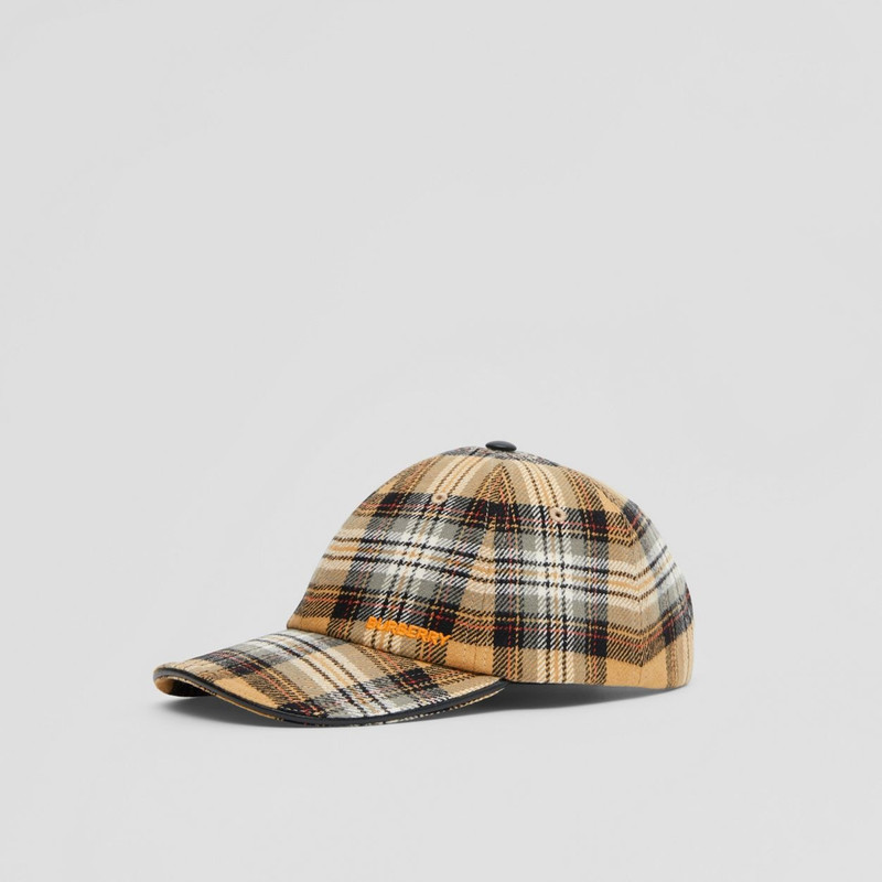 Logo Detail Check Cotton Flannel Baseball Cap 5