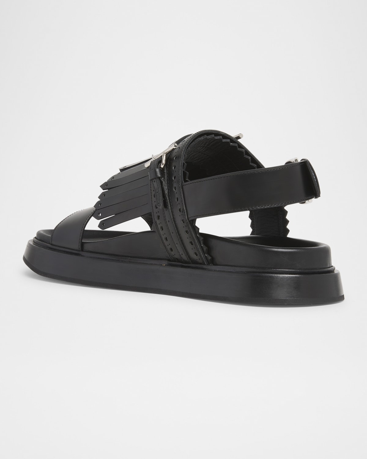 Men's Brogue Fringe Leather Sandals - 4