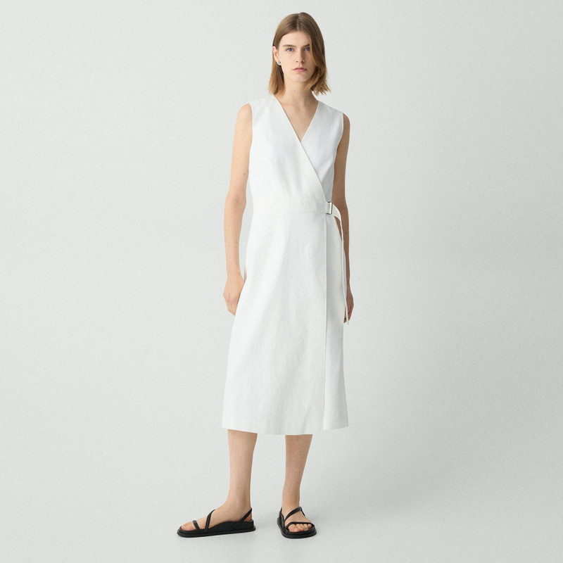 Sleeveless A-Line Wrap Dress in Good Linen 2