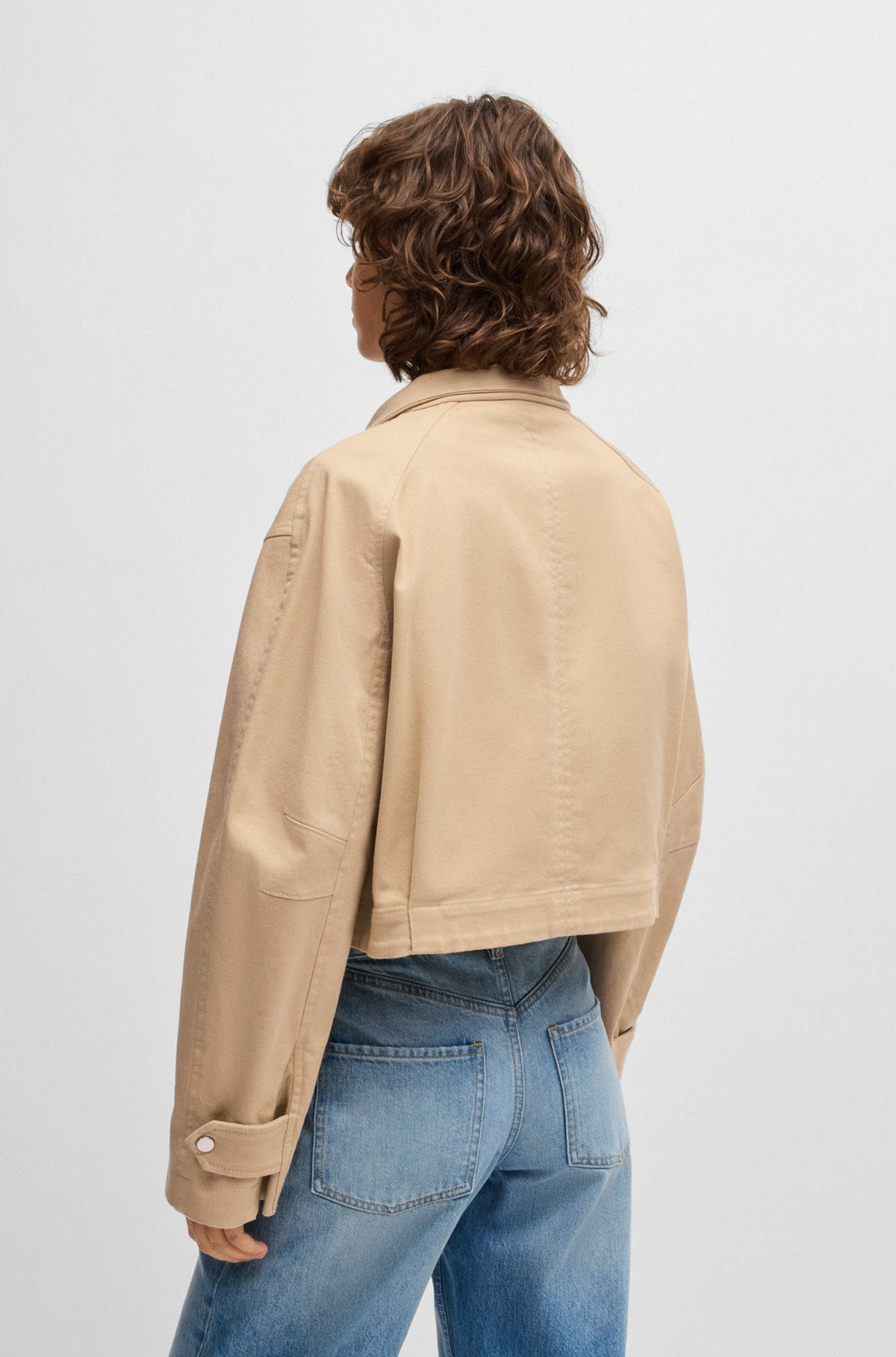 STAND-COLLAR BLAZER IN STRETCH-COTTON TWILL - 4