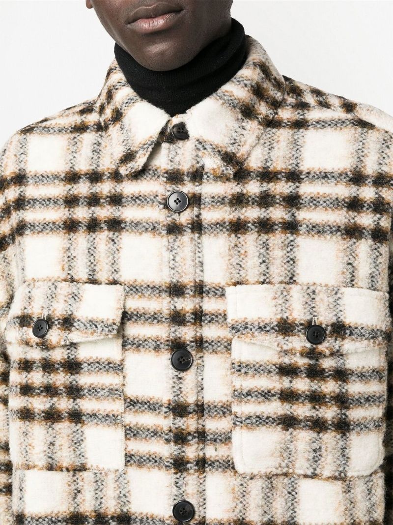 plaid-check long shirt jacket - 5