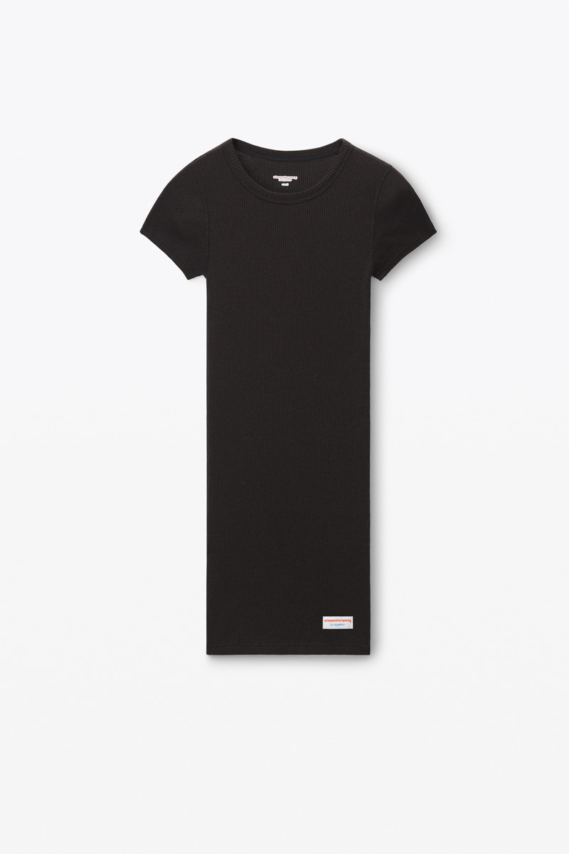 short sleeve loungewear dress in ribbed cotton jersey 1