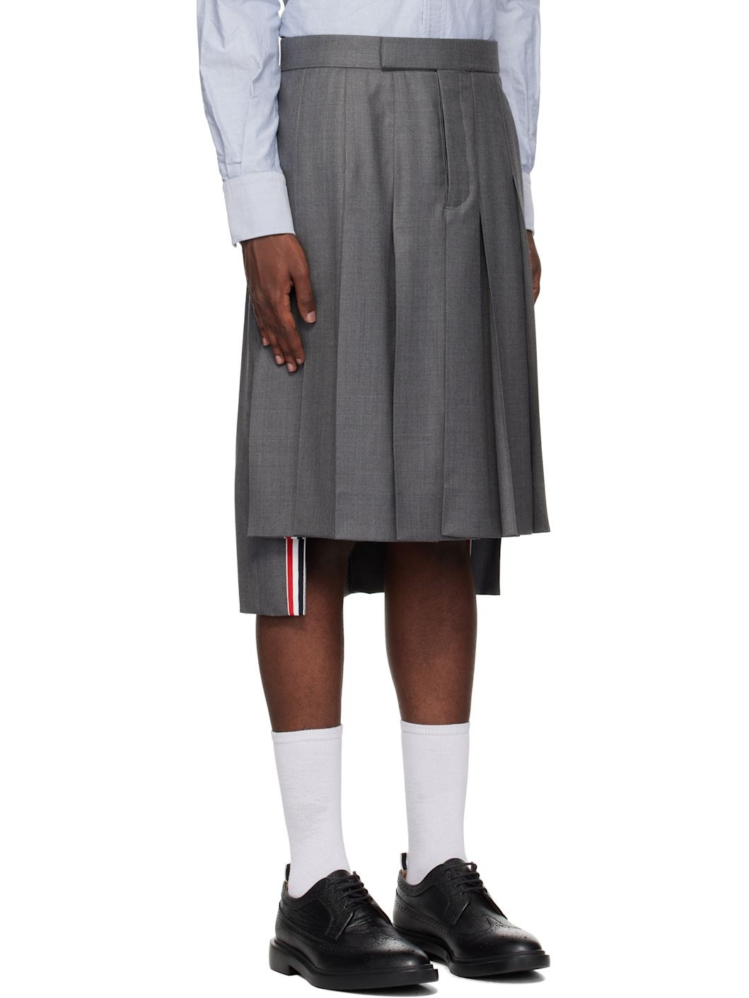 Gray Classic Twill Pleated Skirt - 2