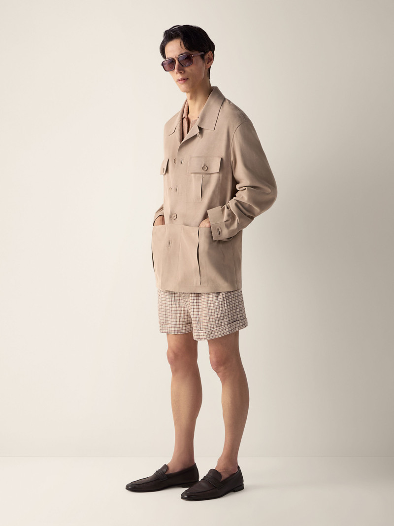BEIGE COTTON AND LINEN POLO SHIRT 3