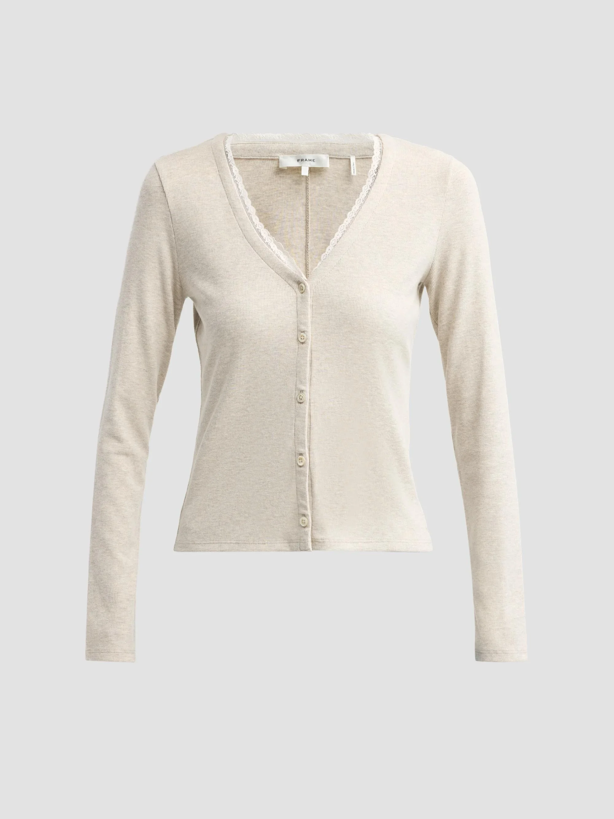 Women's Ribbed-Trim Cardigan - Oatmeal Heather - 1