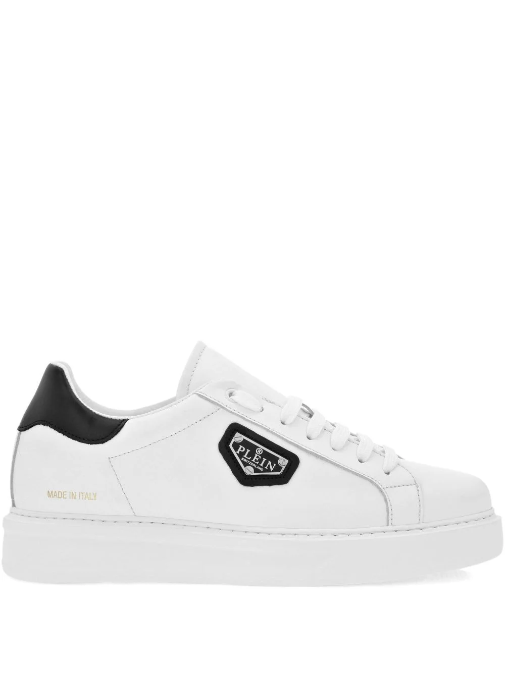 logo-plaque leather trainers - 1