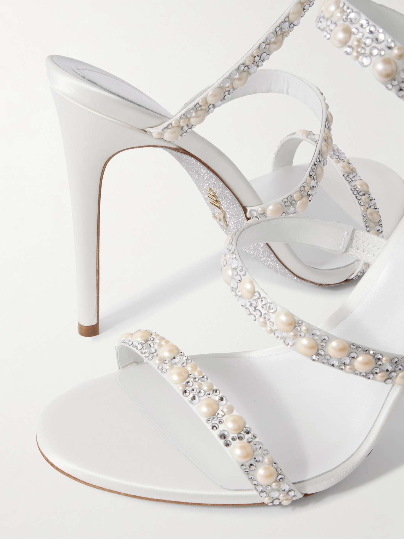 Chandelier embellished satin sandals White - 4