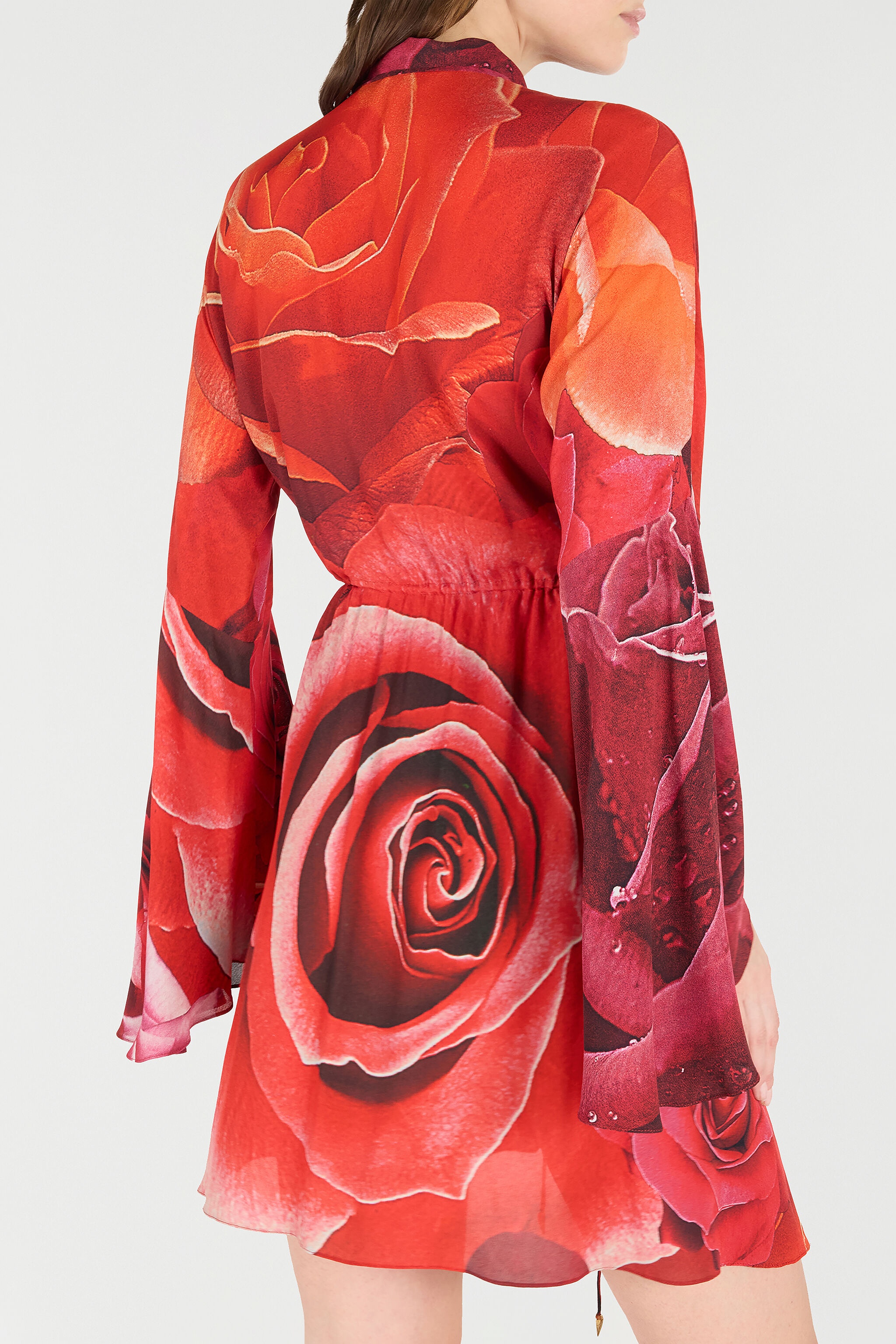 Rose-Print Mini Dress With Pussy-Bow - 7