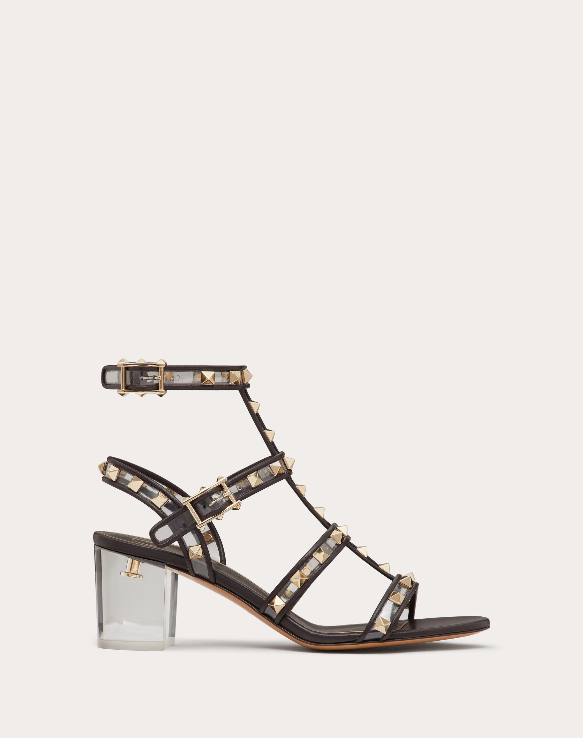 ROCKSTUD SANDAL IN POLYMER MATERIAL WITH STRAPS AND PLEXI HEEL 60MM - 1