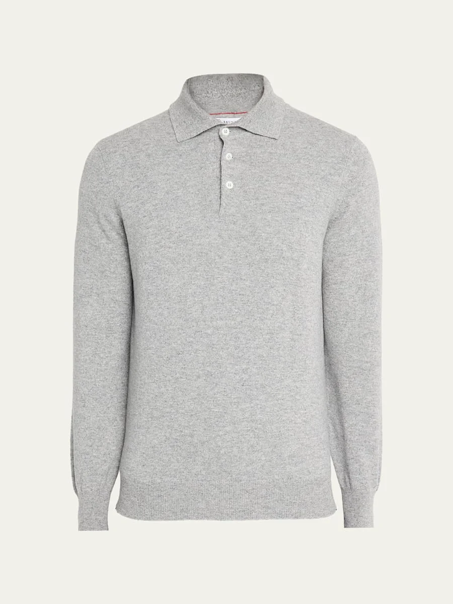 Men's Premium Cashmere Polo Sweater - 1