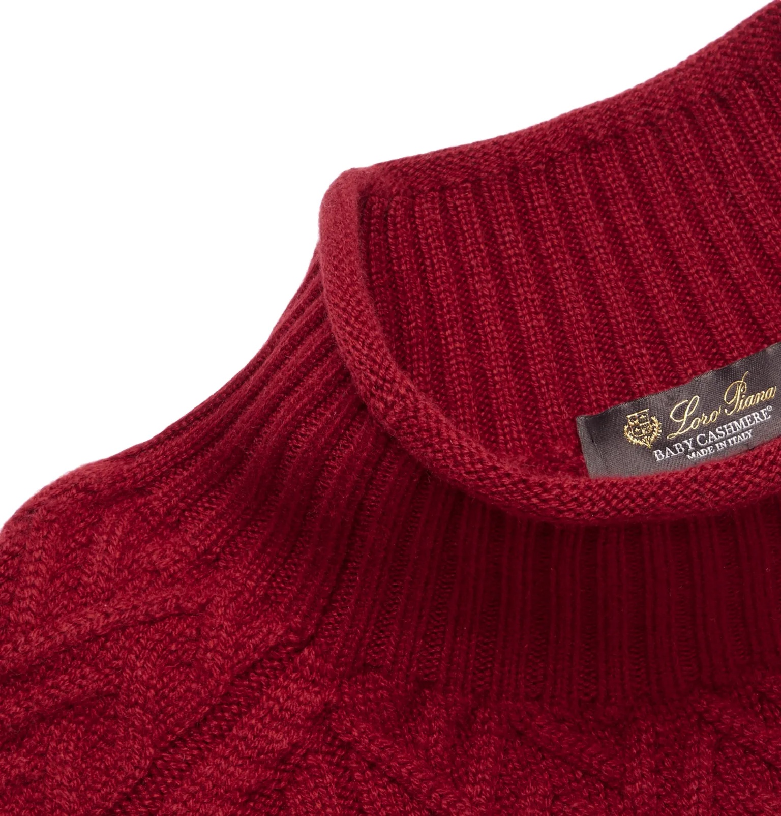 Slim-Fit Cable-Knit Baby Cashmere Mock-Neck Sweater - 6