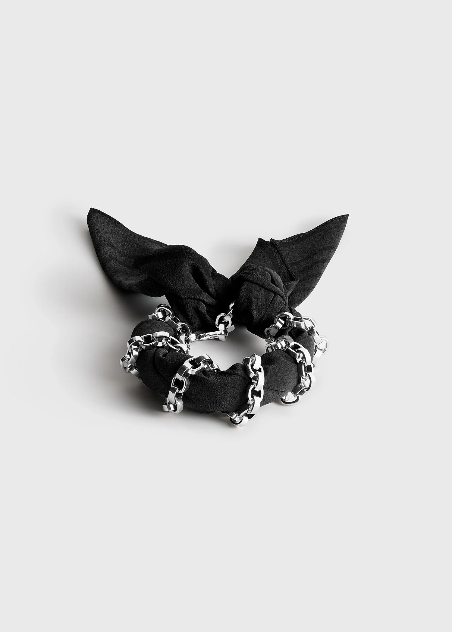 Silk scarf bracelet faded black/black/silver - 1
