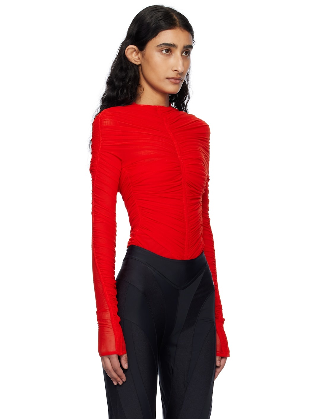 Red Ruched Bodysuit - 2