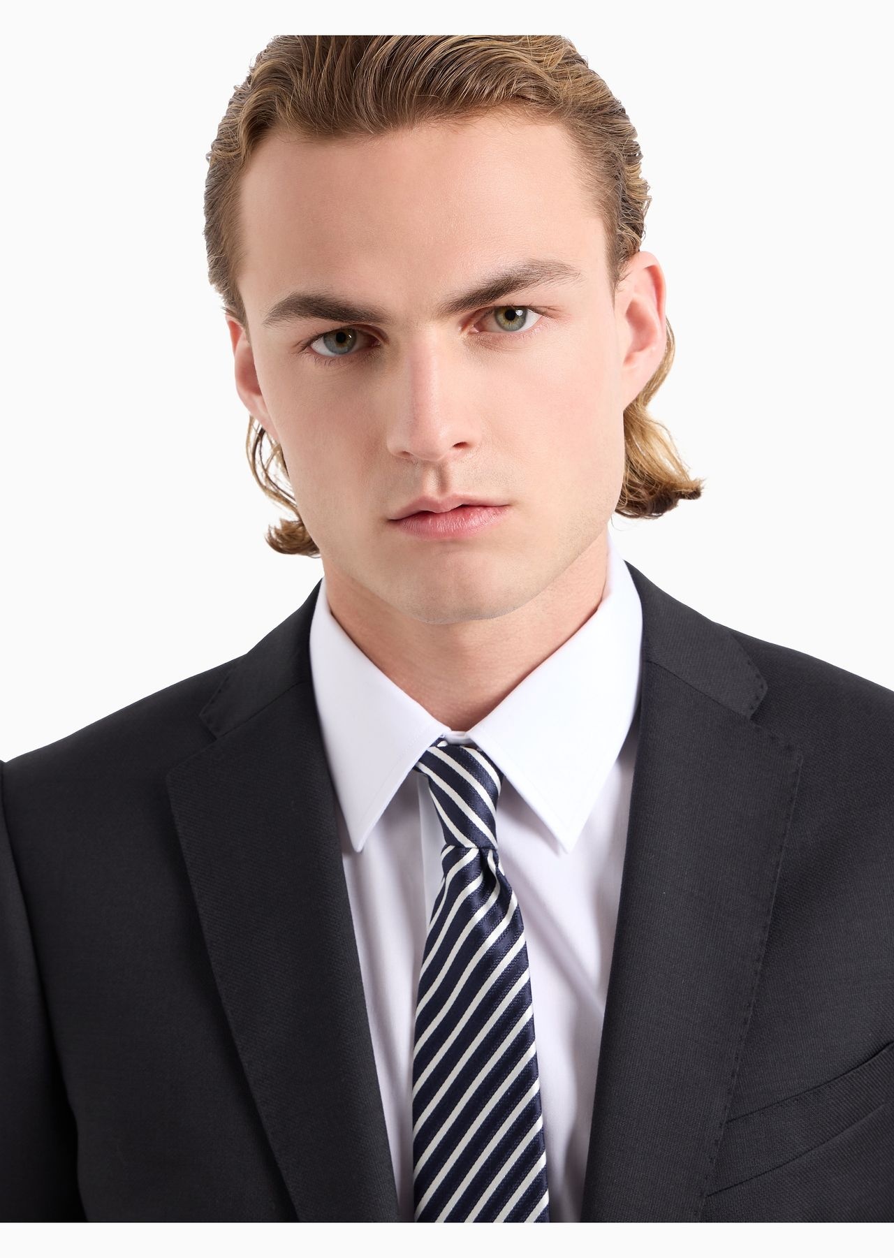 Pure silk tie with jacquard striped motif - 3