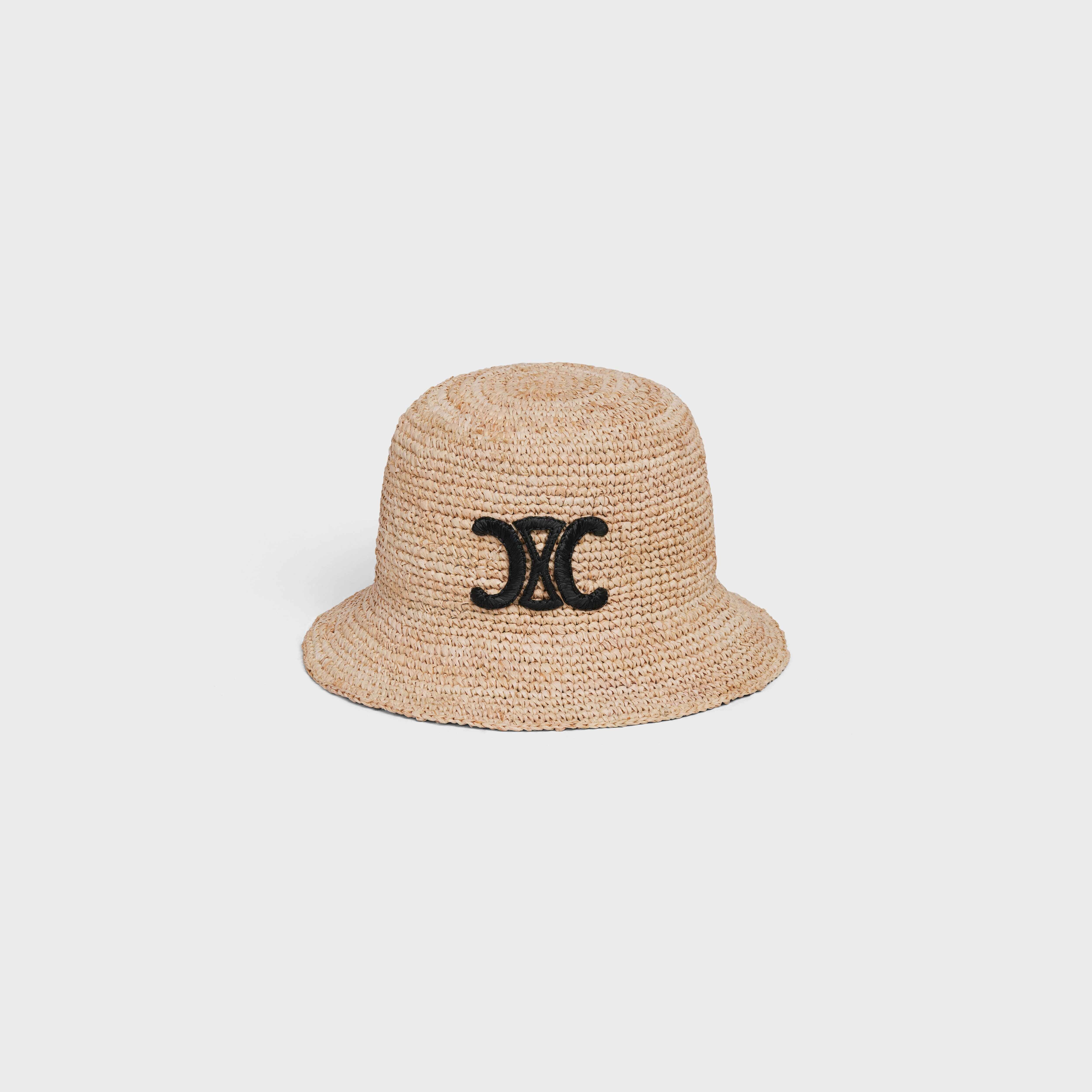 NATURAL RAFFIA TRIOMPHE BUCKET HAT - 1