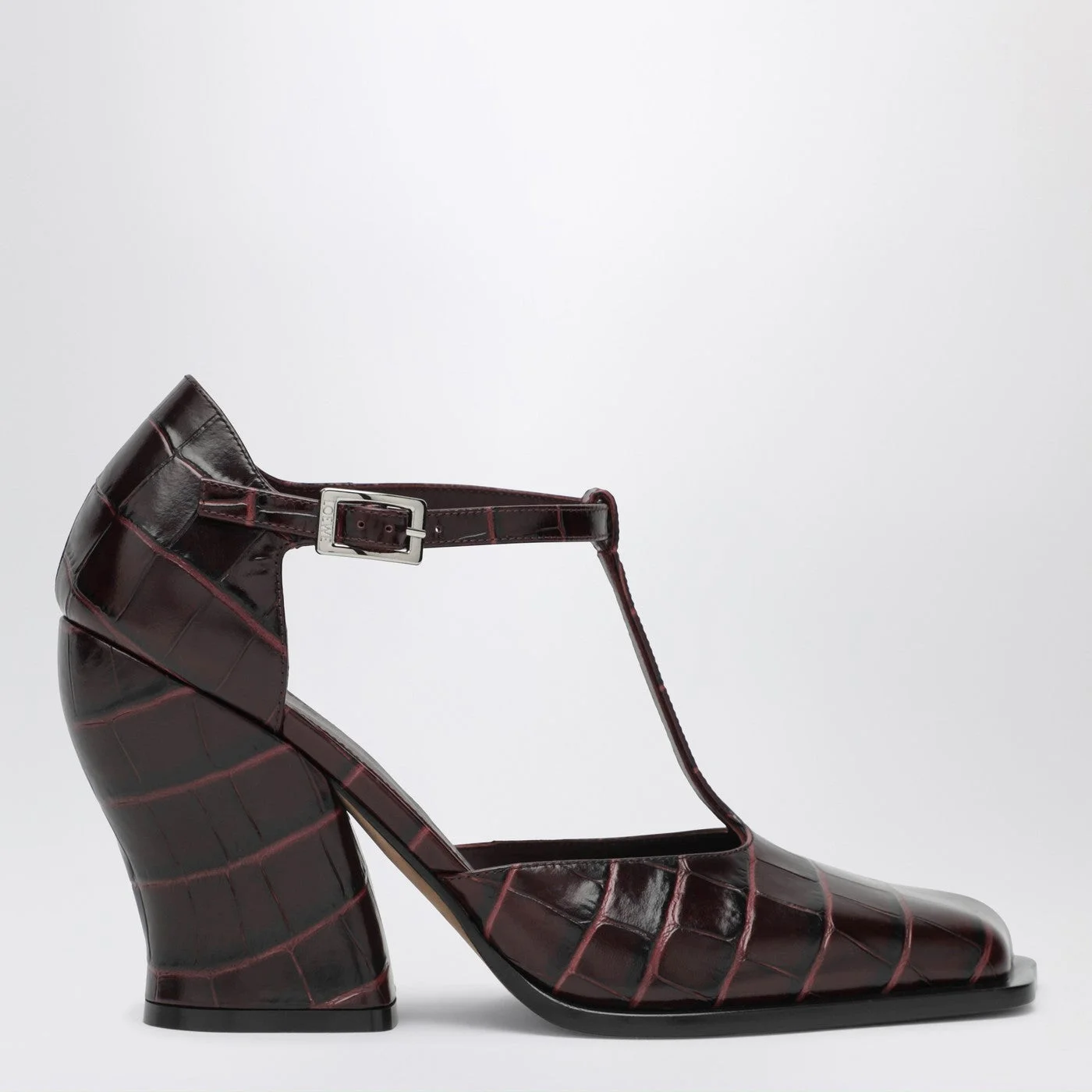 Loewe Burgundy Onda T-Bar Pumps In Embossed Leather Women - 1