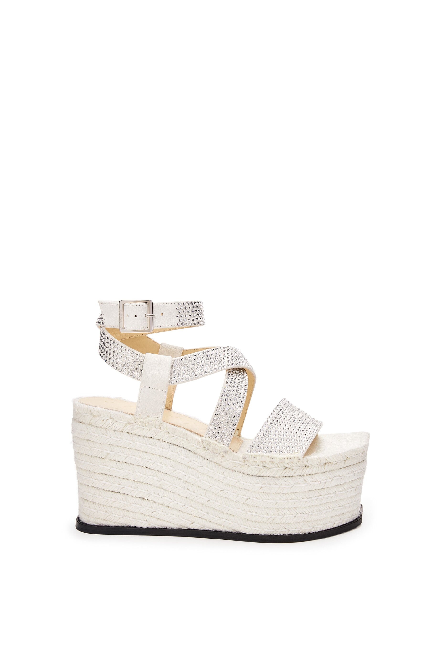 Petal espadrille platform in suede calfskin and rhinestones - 1