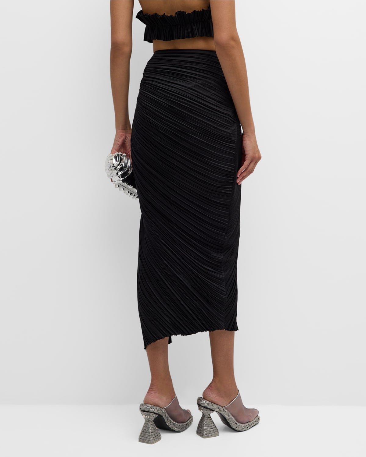 Sonoma Pleated Satin Midi Slit Skirt - 6