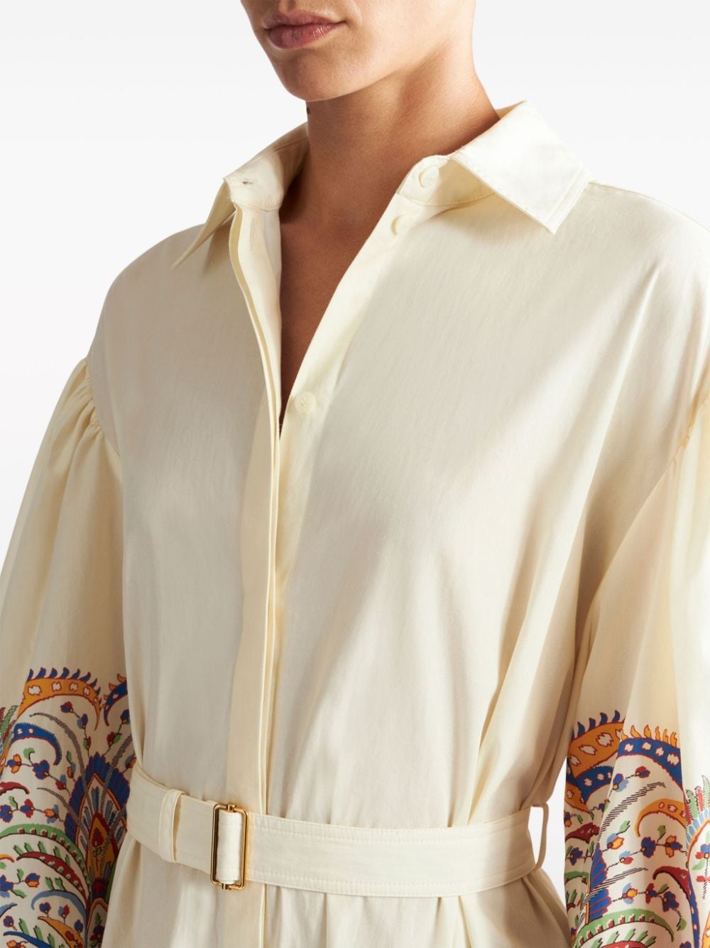 paisley-print cotton shirt dress - 4