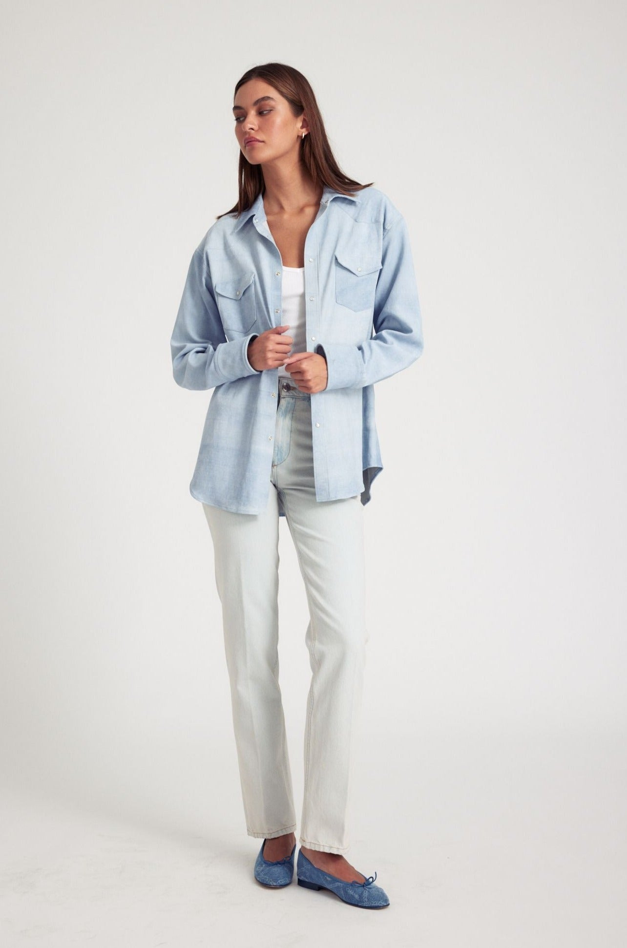 SKY SUEDE WESTERN BUTTON DOWN - 2
