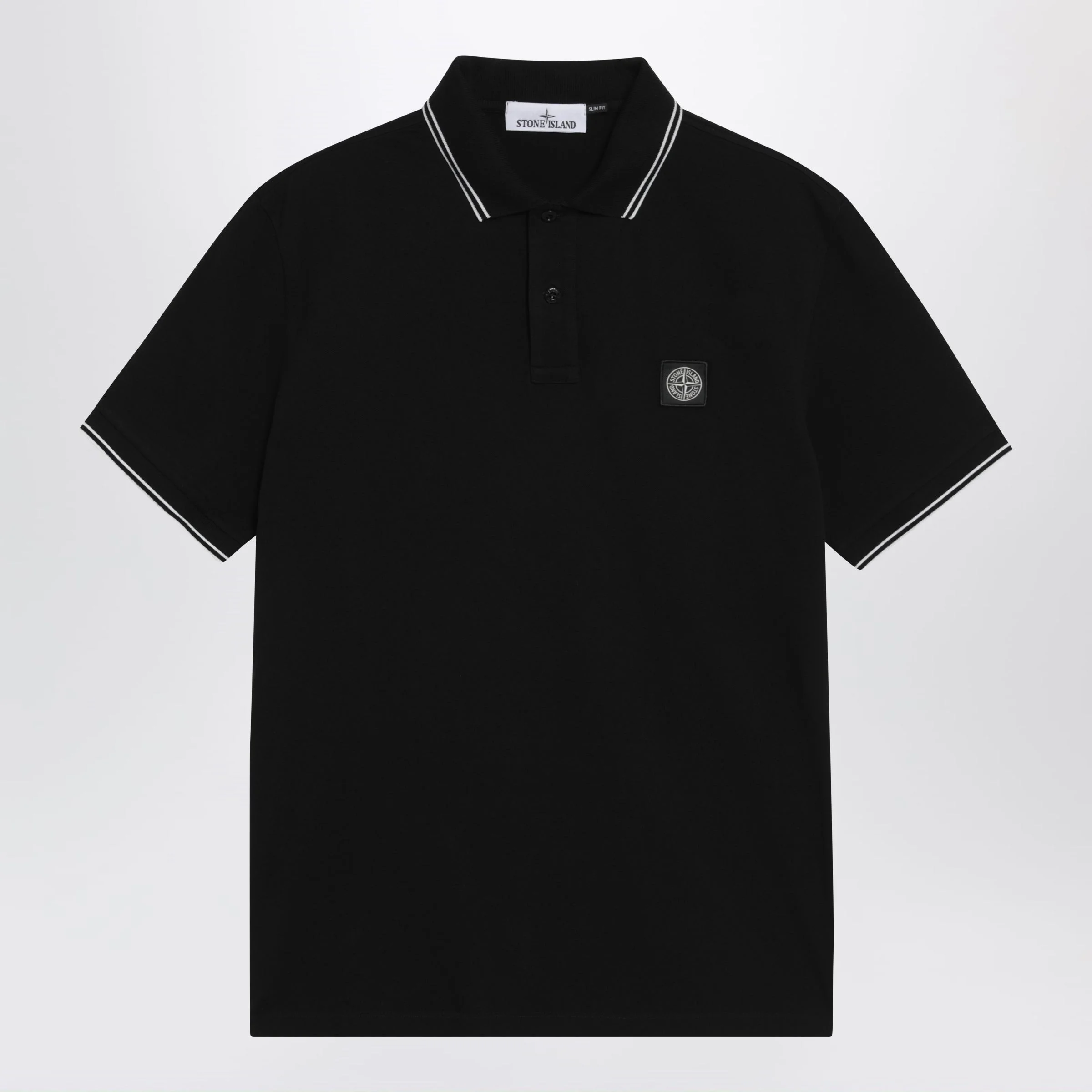 Stone Island Black Polo With Compass Logo Patch Men - 1