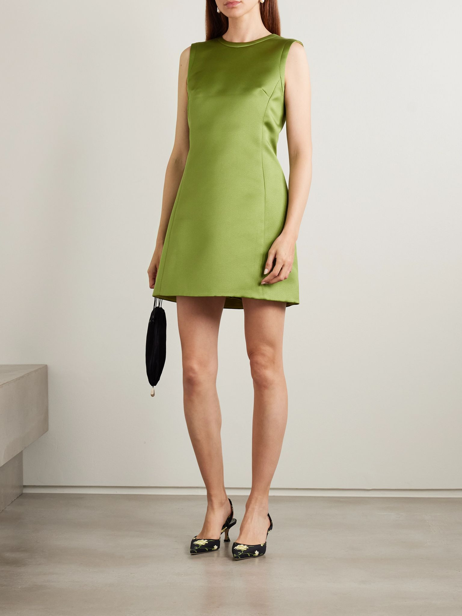 Emmy duchesse-satin mini dress Green - 2