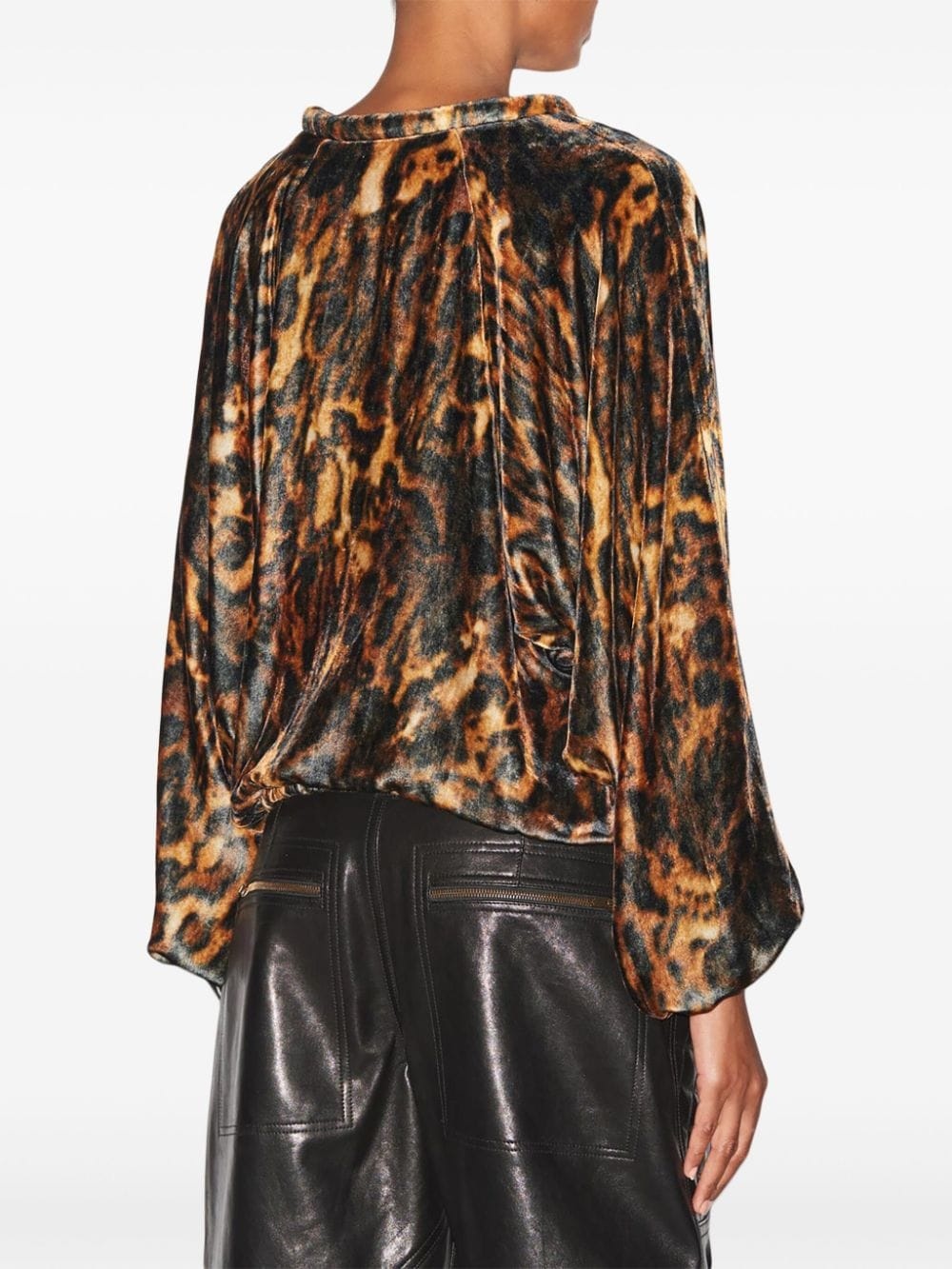 leopard-print silk blouse - 4