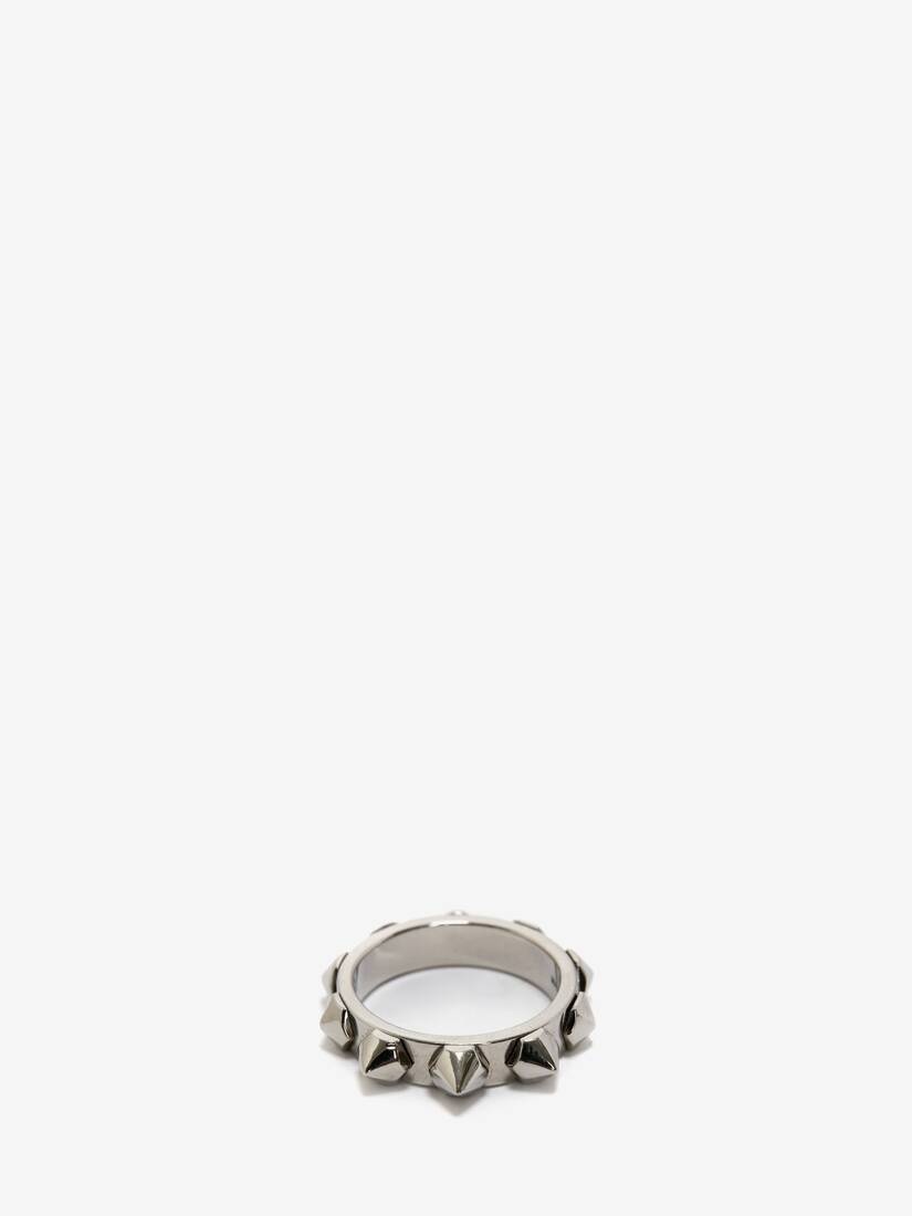 Men's Punk Stud Ring in Antique Silver - 4