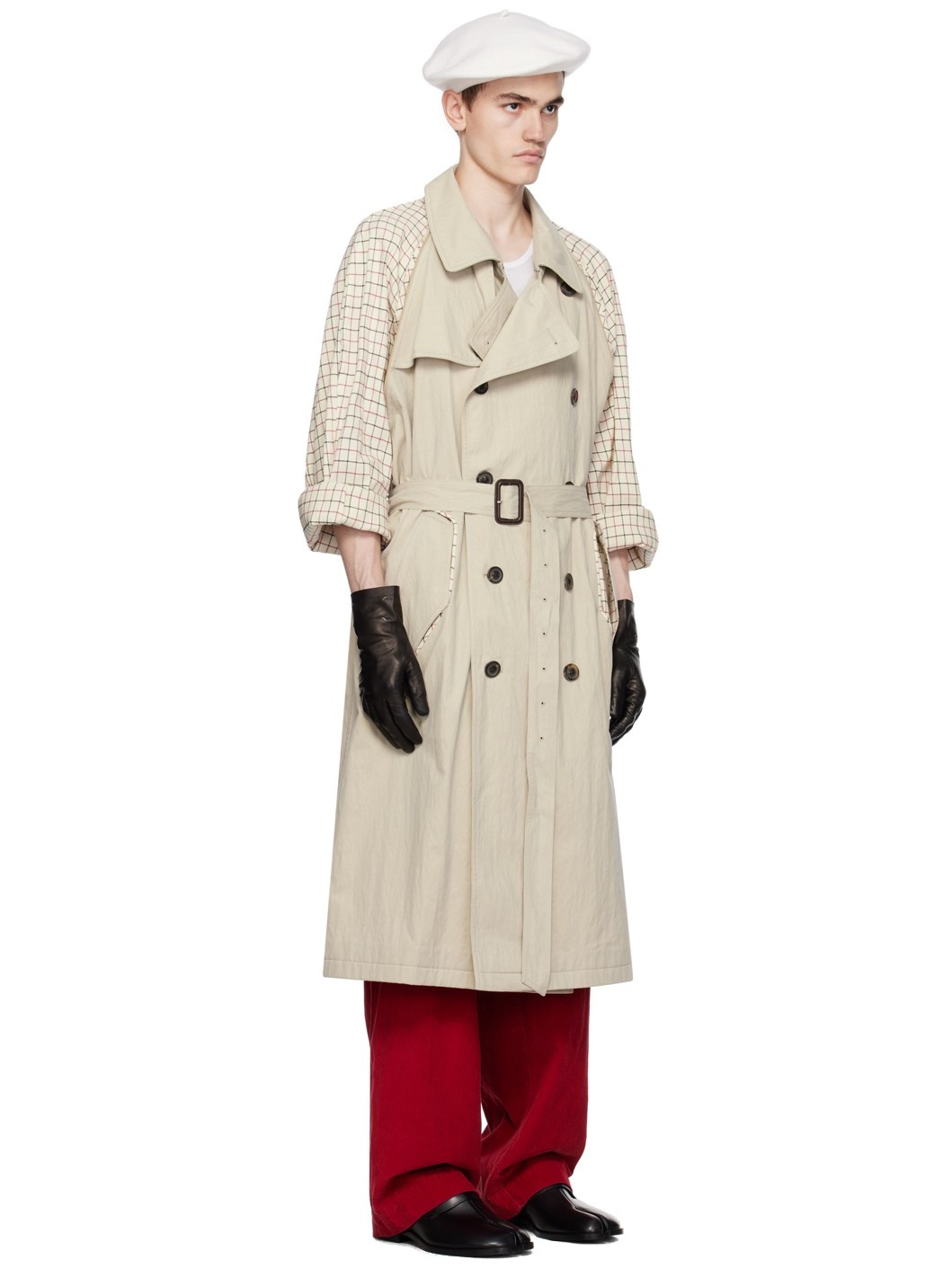 Beige Spliced Reversible Coat - 2